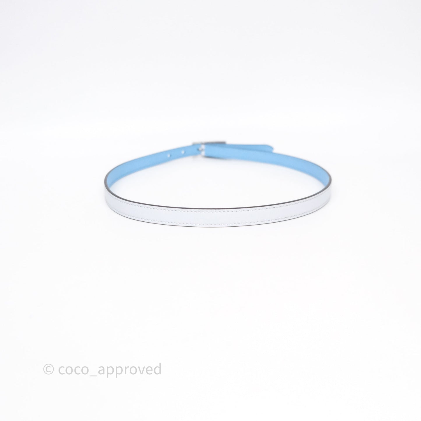 Hermès Lucky 15 Light Blue Reversible Swift/Epsom Belt Palladium Hardware