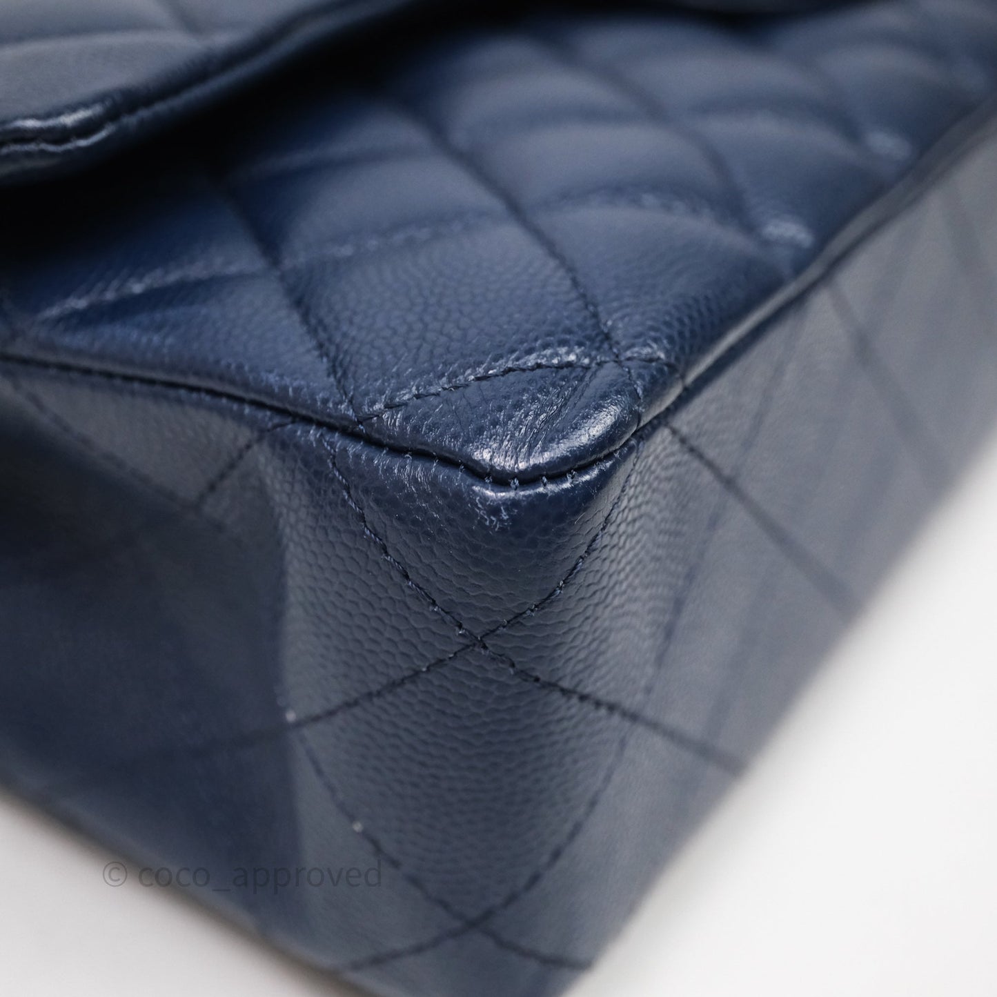 Chanel Medium Classic Flap Quilted Dark Blue Caviar Gold Hardware