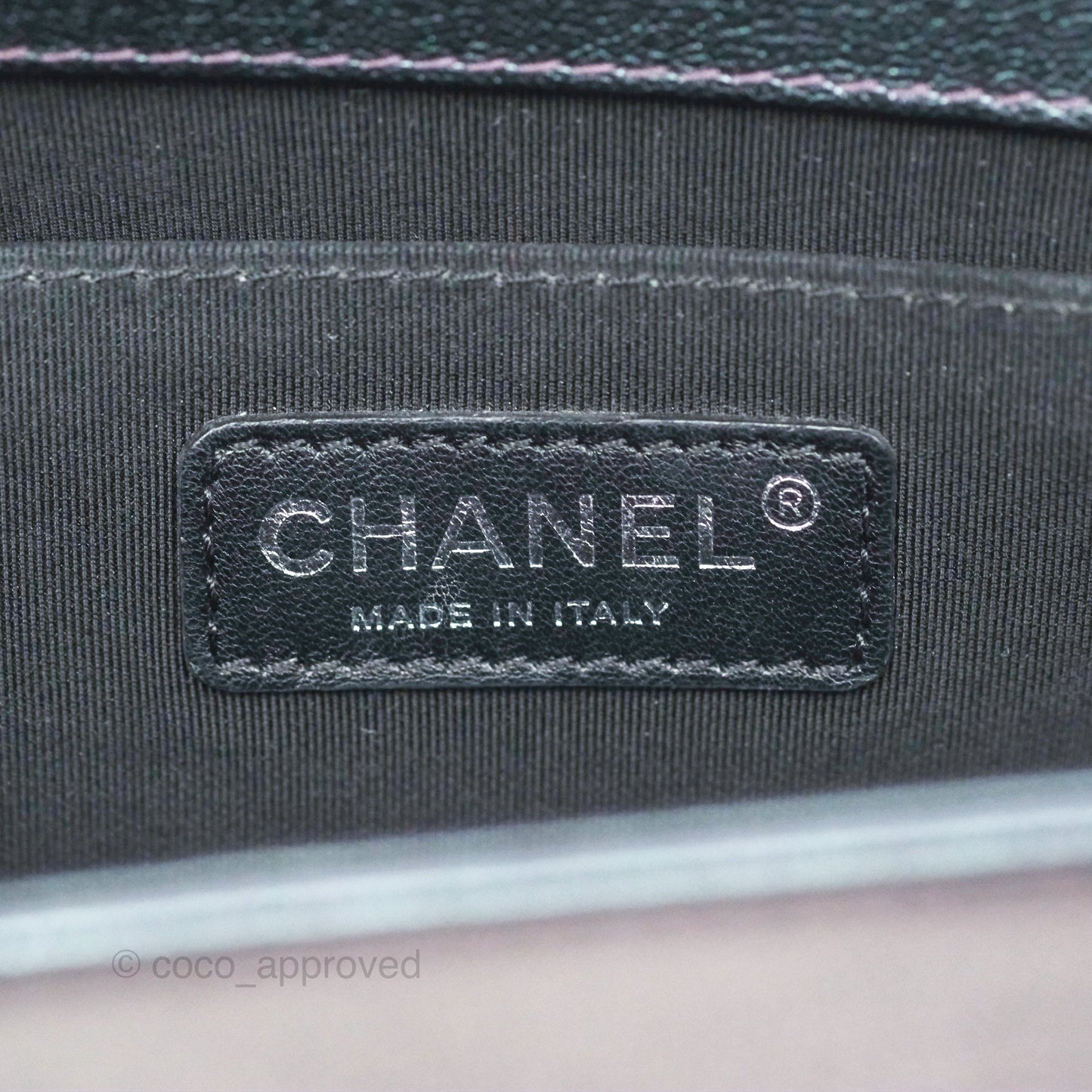 Chanel Medium Boy Quilted Iridescent Purple Goatskin Rainbow Hardware