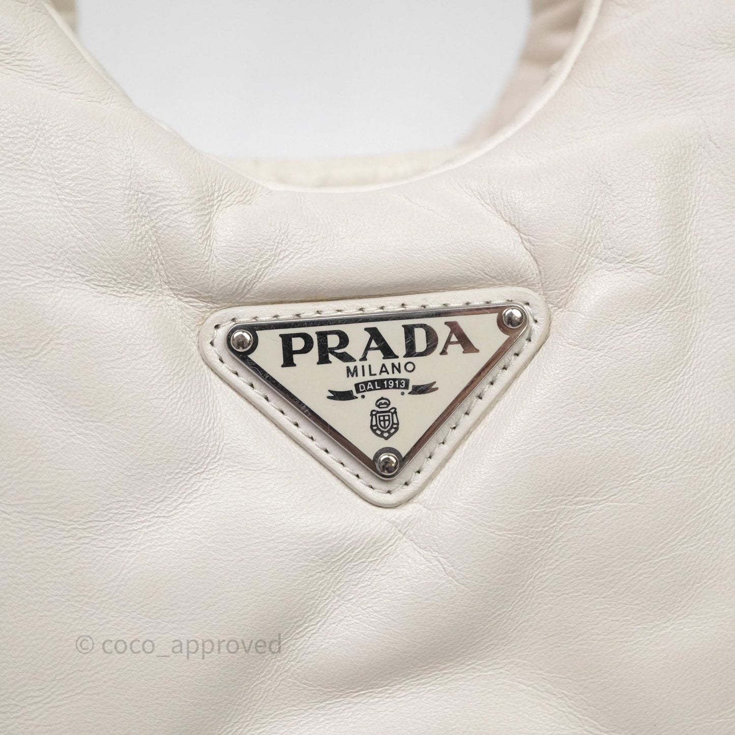 Prada Soft Tote Bag Ivory Silver Hardware