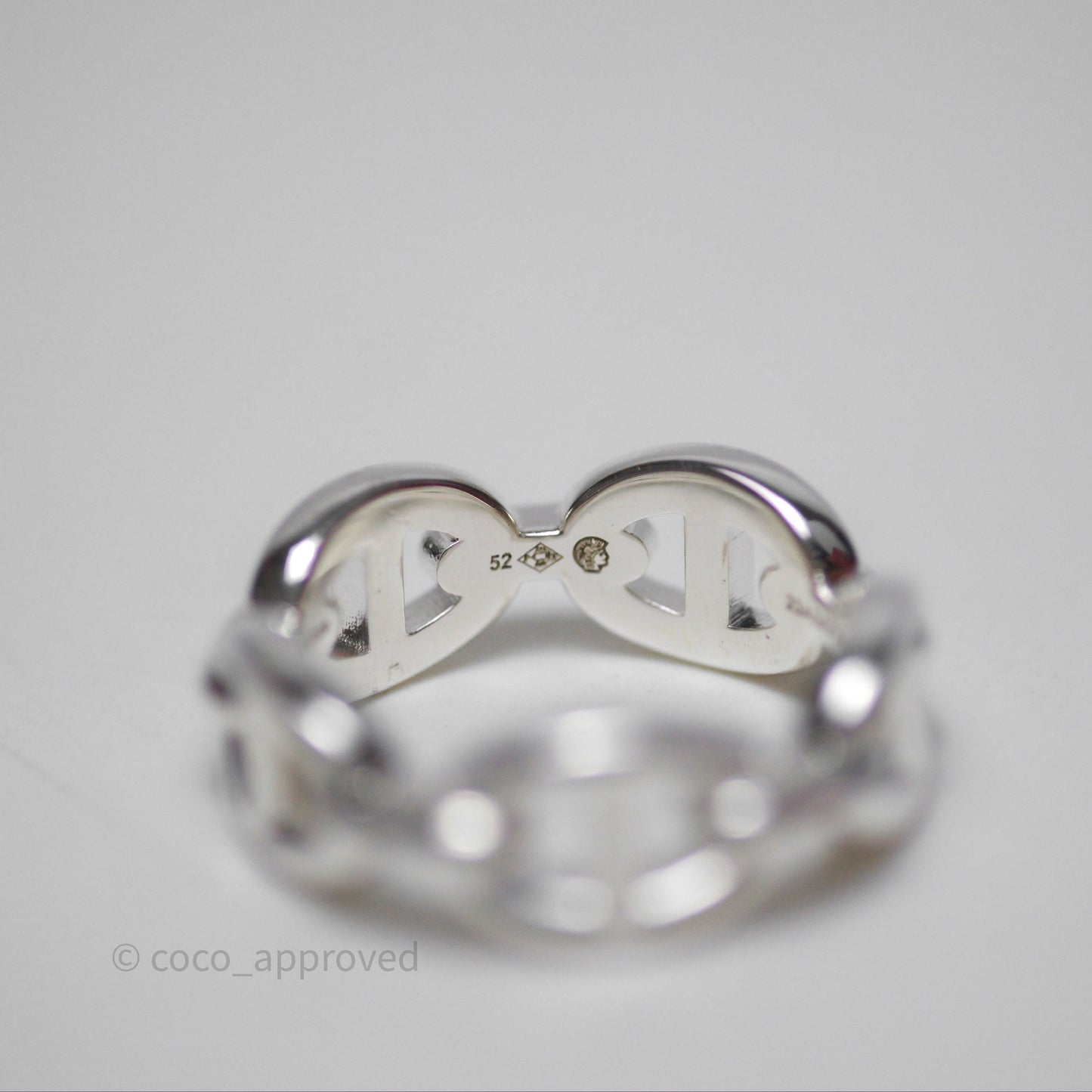 Hermès Sterling Silver PM Chaine d'Ancre Enchainee Band Ring Size 52