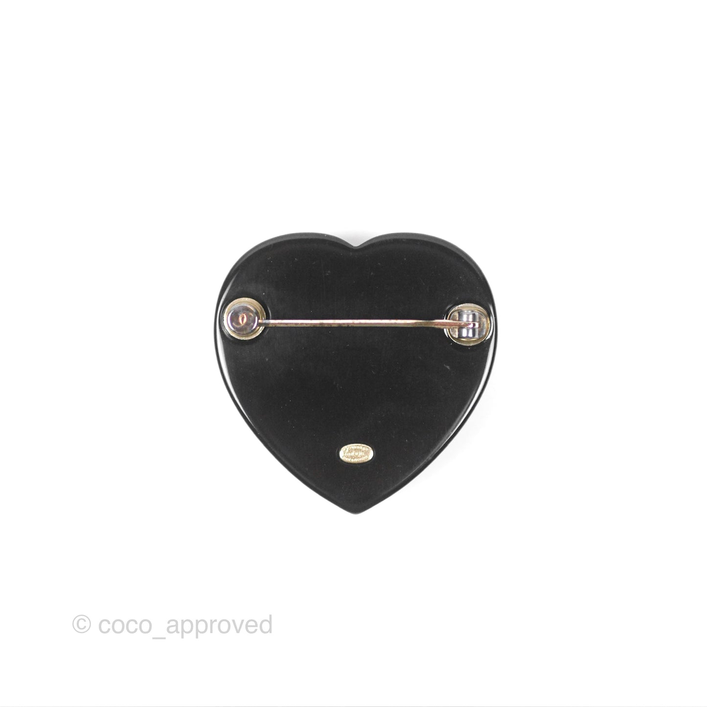 Chanel CC Pearl Black Heart Brooch 21S