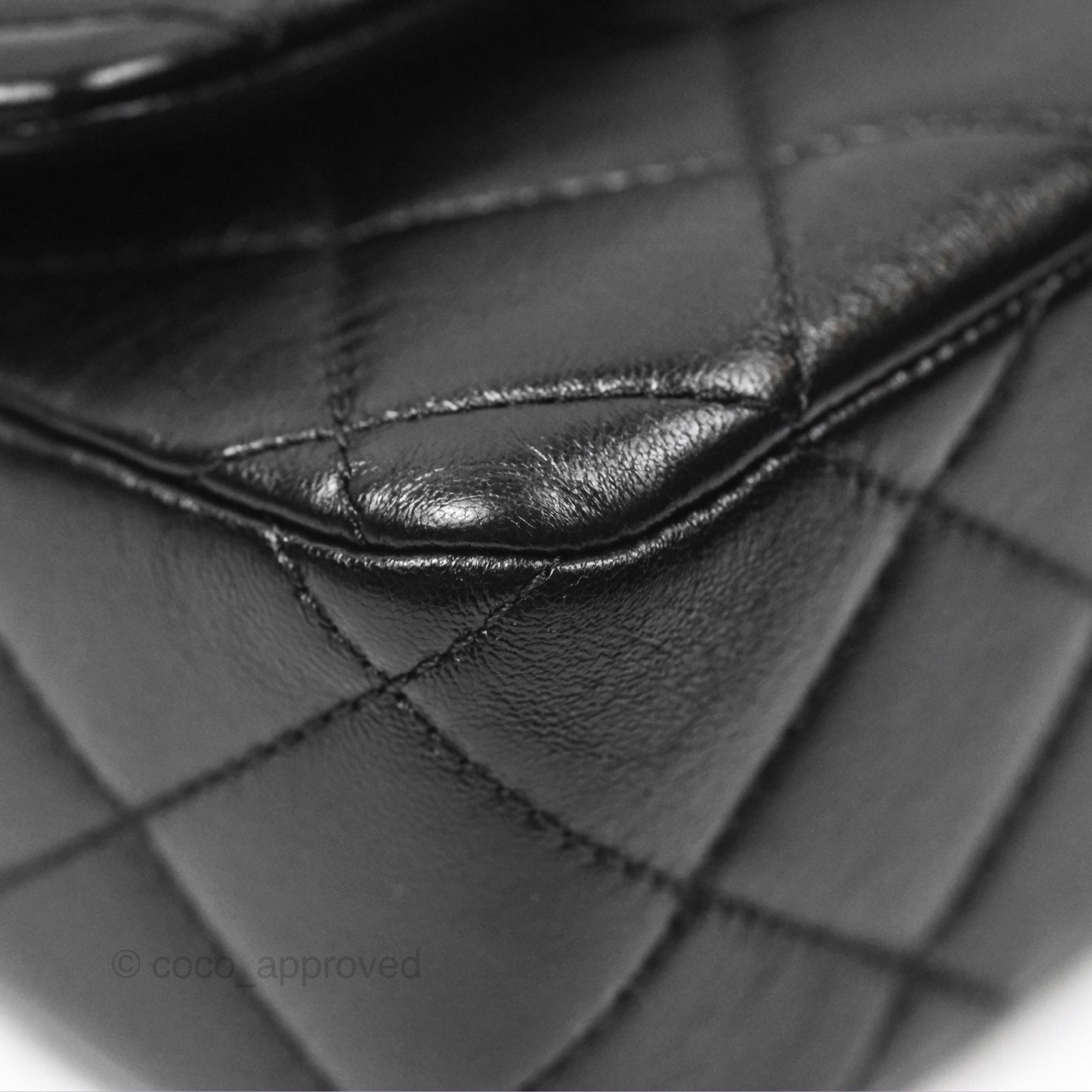 Chanel CC Chain Shoulder Bag Black Shiny Aged Calfskin