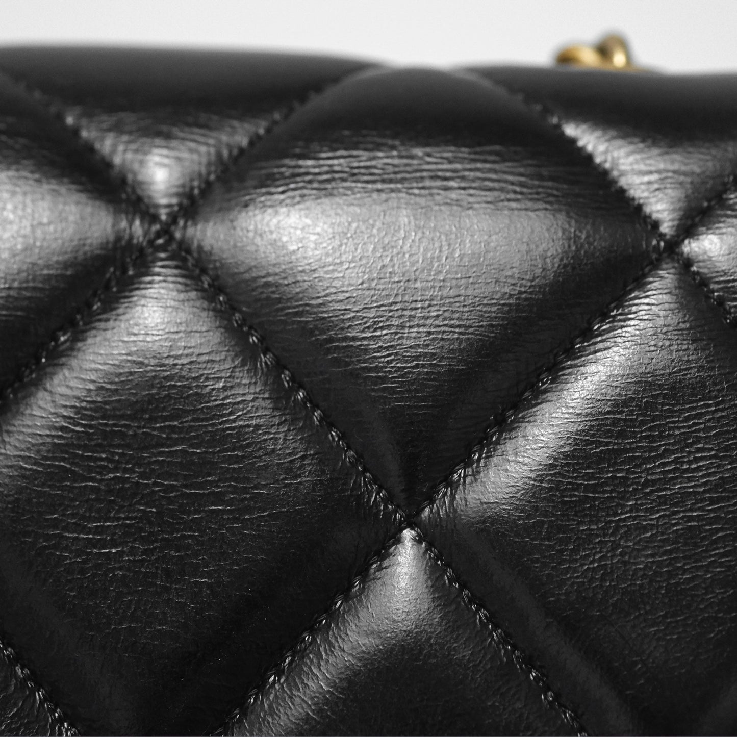 Chanel Quilted Medallion Wallet on Chain WOC Black Glossy Lambskin Gold Hardware 22K