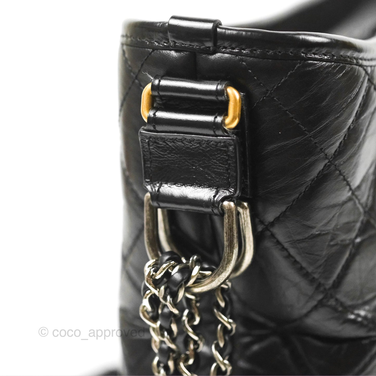 Chanel Medium Gabrielle Hobo Quilted Black Aged Calfskin Mixed Hardware