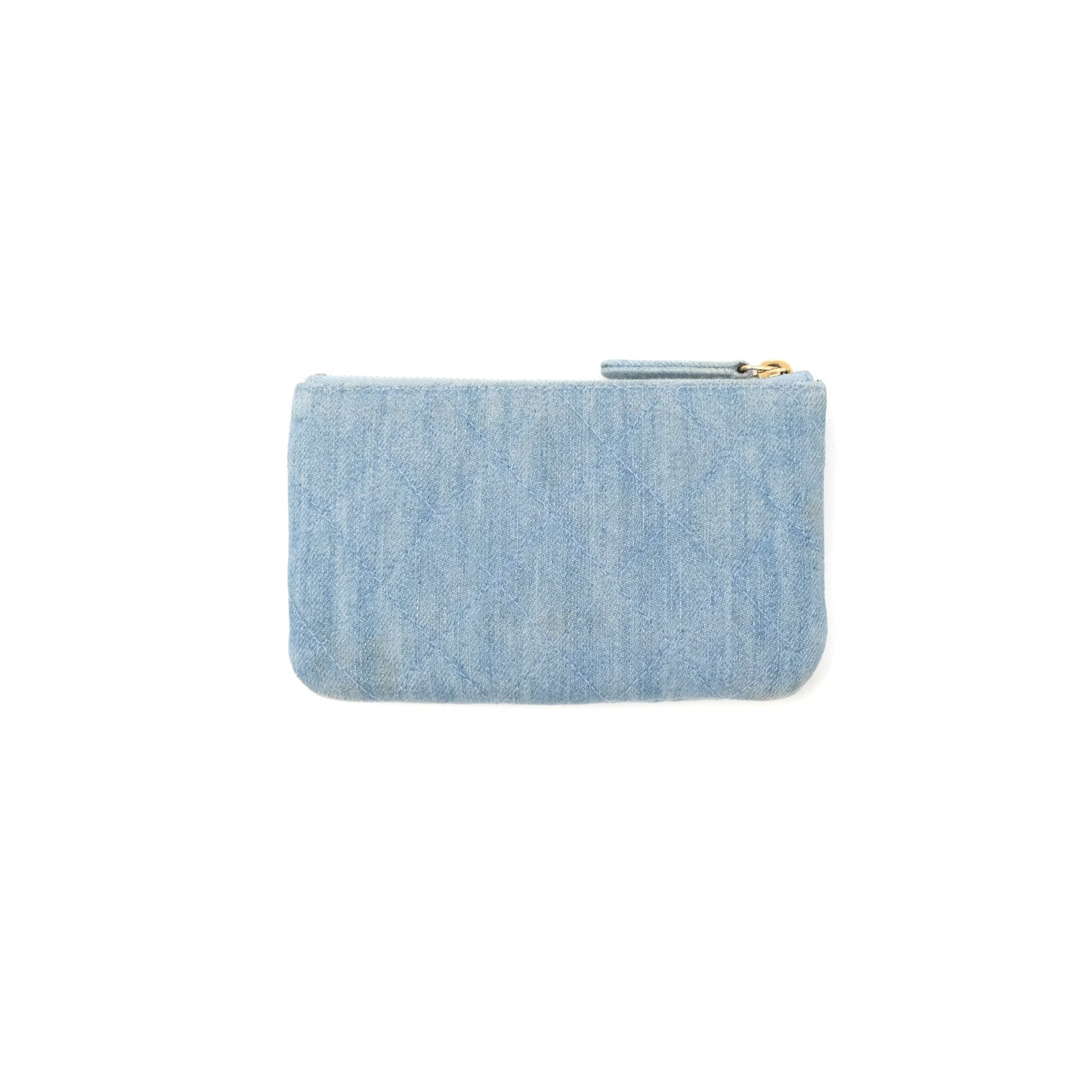 Chanel Mini Reissue O Case Quilted Light Blue Denim Aged Gold Hardware