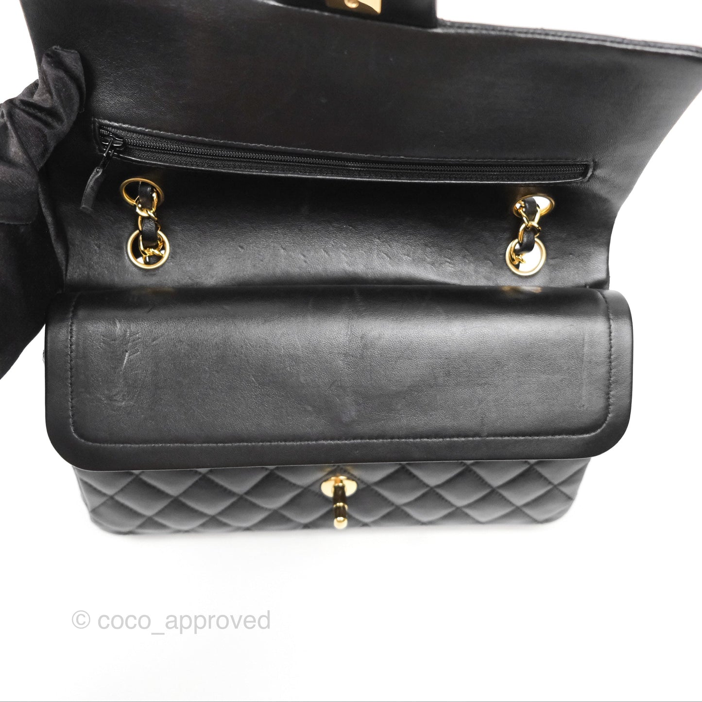 Chanel Classic M/L Medium Flap Quilted Black Lambskin Gold Hardware