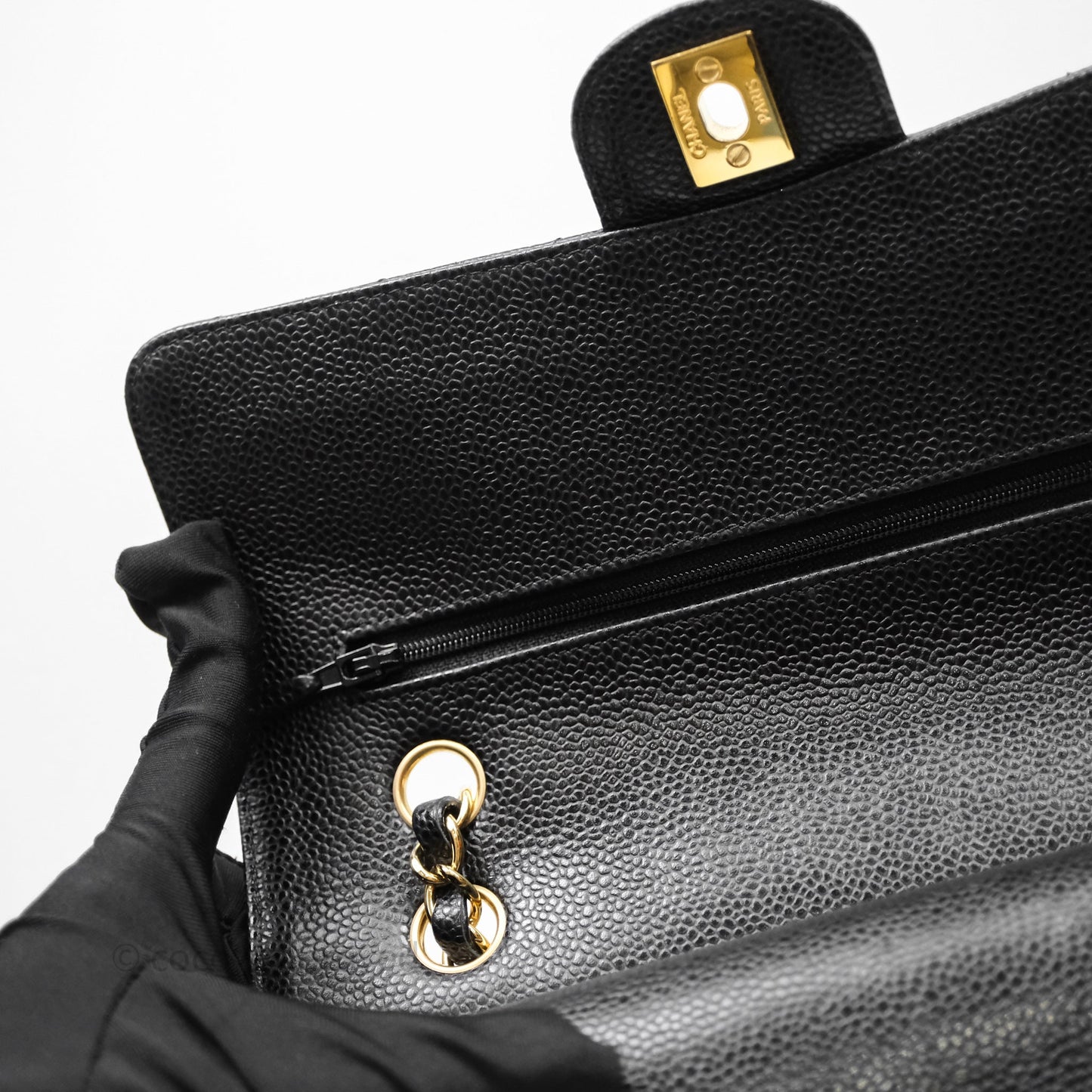 Chanel Classic Medium Flap Quilted Black Caviar Gold Hardware