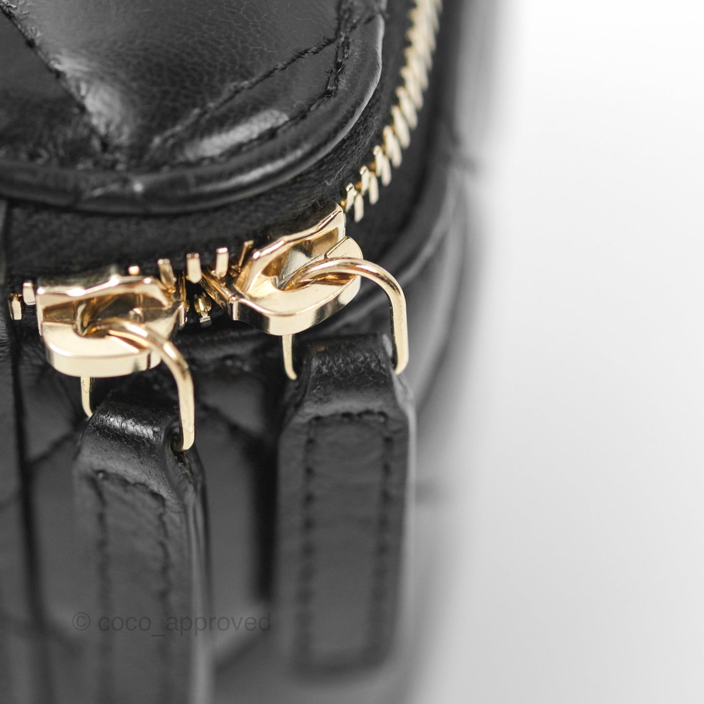 Chanel Vanity with Adjustable Chain Black Lambskin Aged Gold Hardware