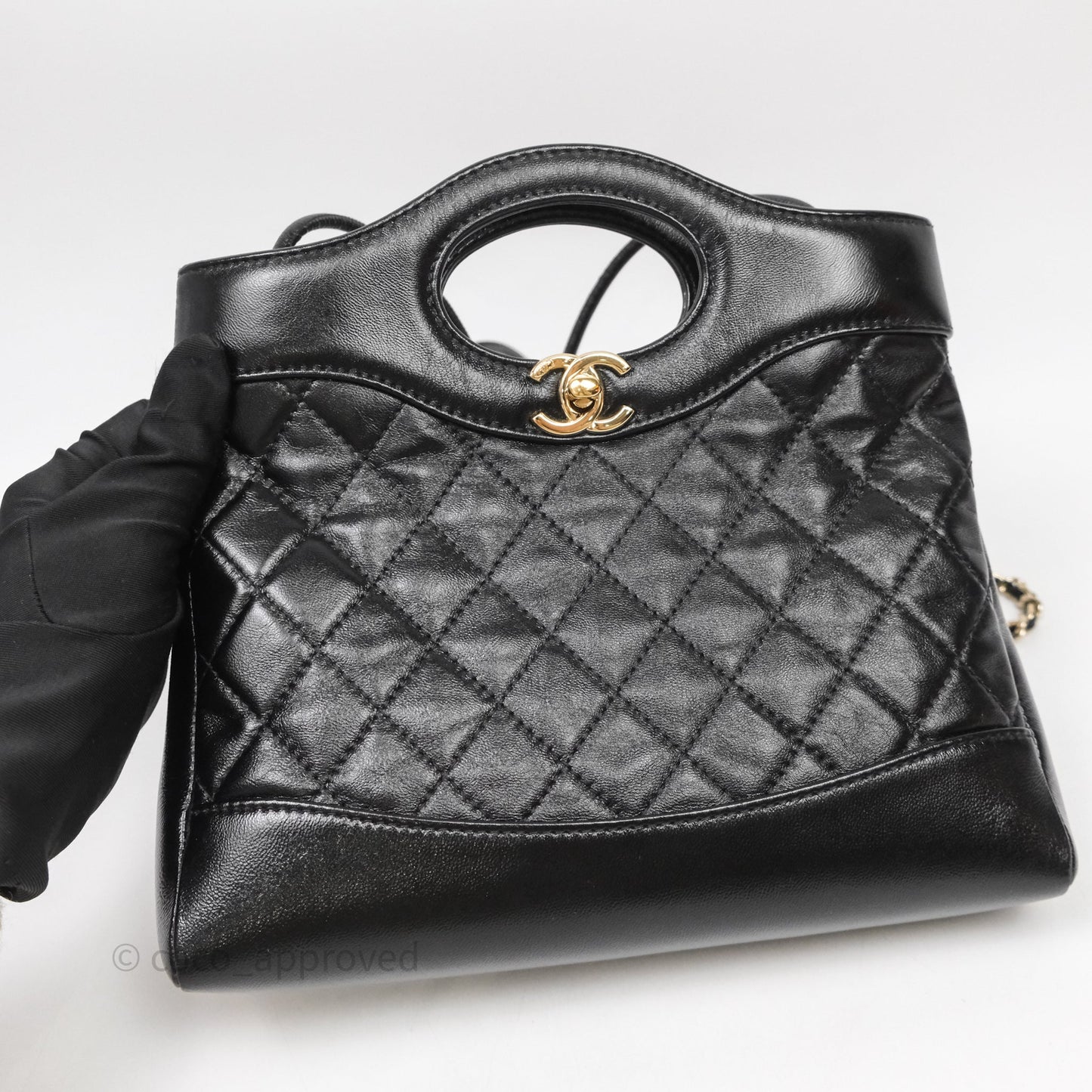 Chanel 31 Mini Black Shiny Calfskin Gold Hardware