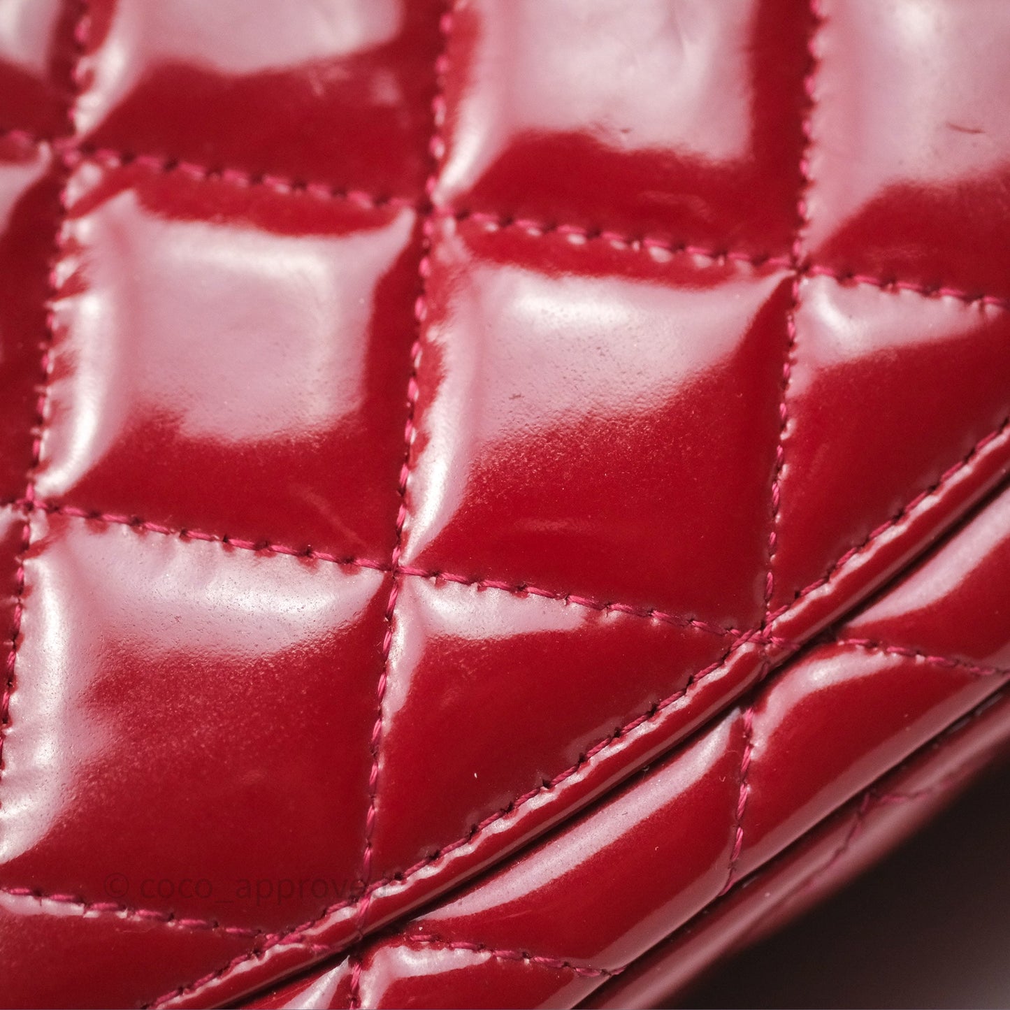 Chanel Quilted Mini Rectangular Flap Red Patent Silver Hardware