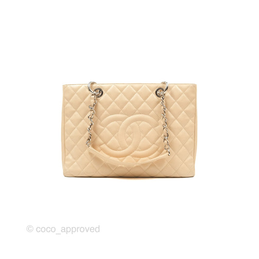 Chanel GST Beige Caviar Silver Hardware