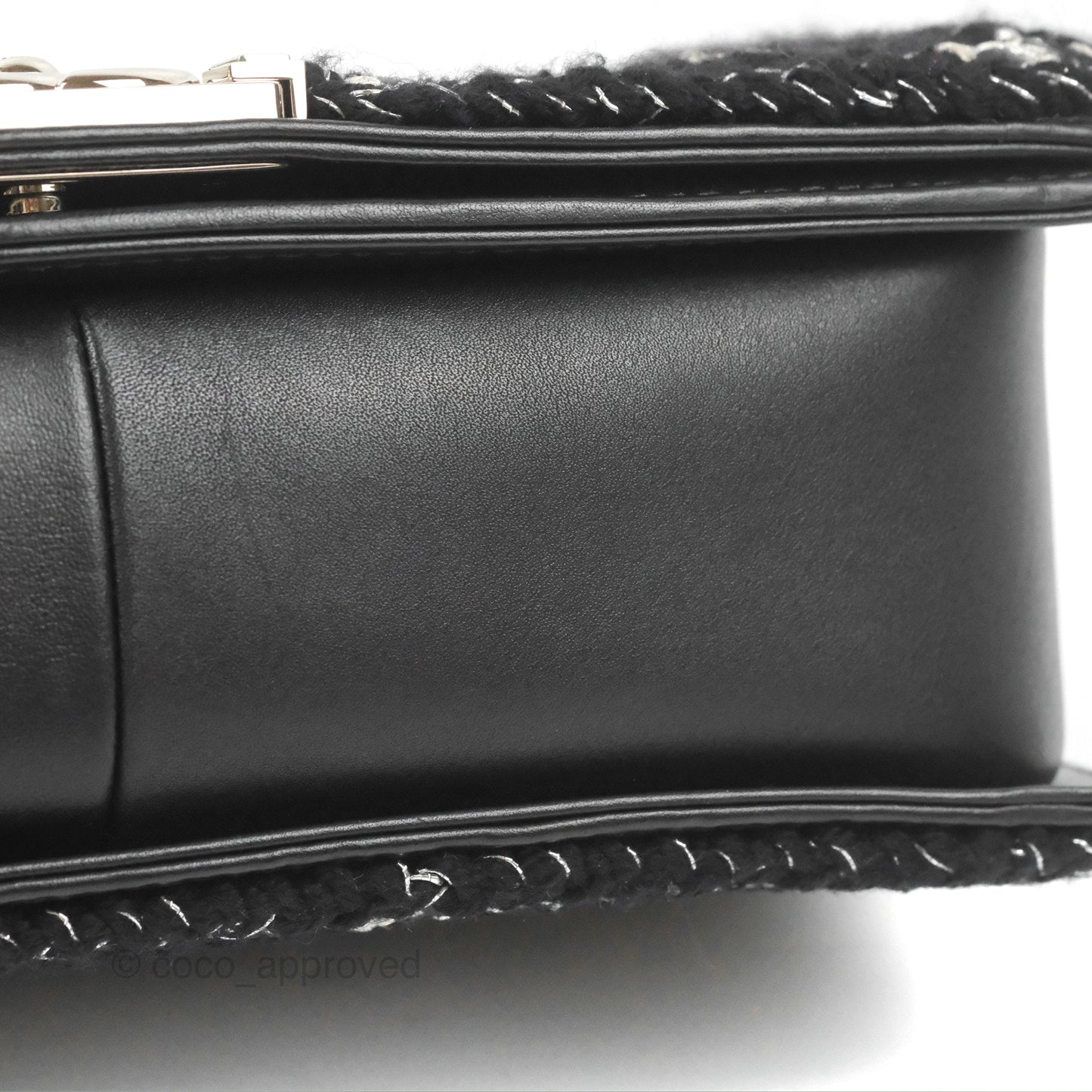 Chanel Chevron Braid Around Chain Boy Black Calfskin Silver Hardware
