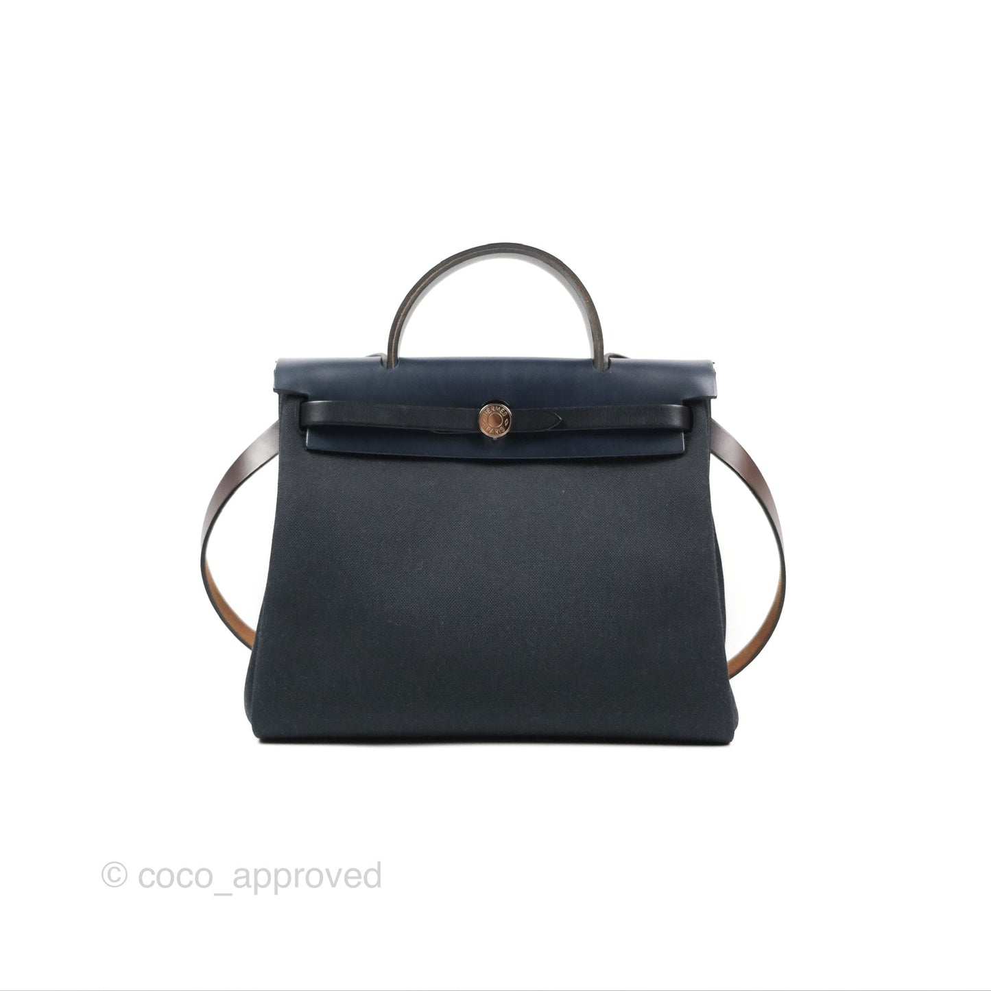 Hermès Herbag Zip 31 Black/Navy Canvas Palladium Hardware