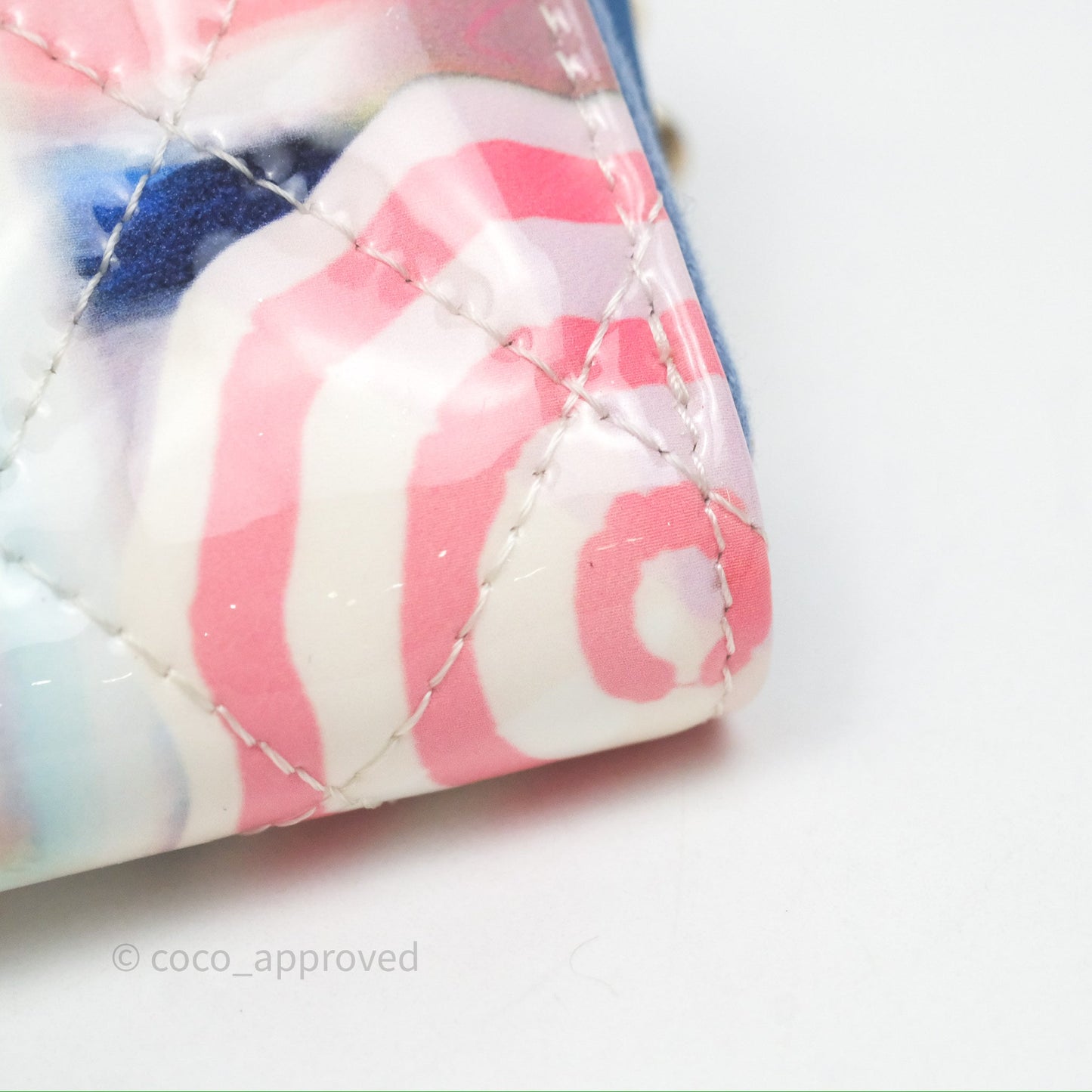 Chanel Printed Quilted Zip Coin Purse Patent Calfskin Multicolor