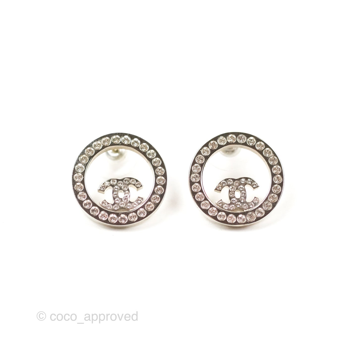 Chanel CC Crystal Round Earrings 17S