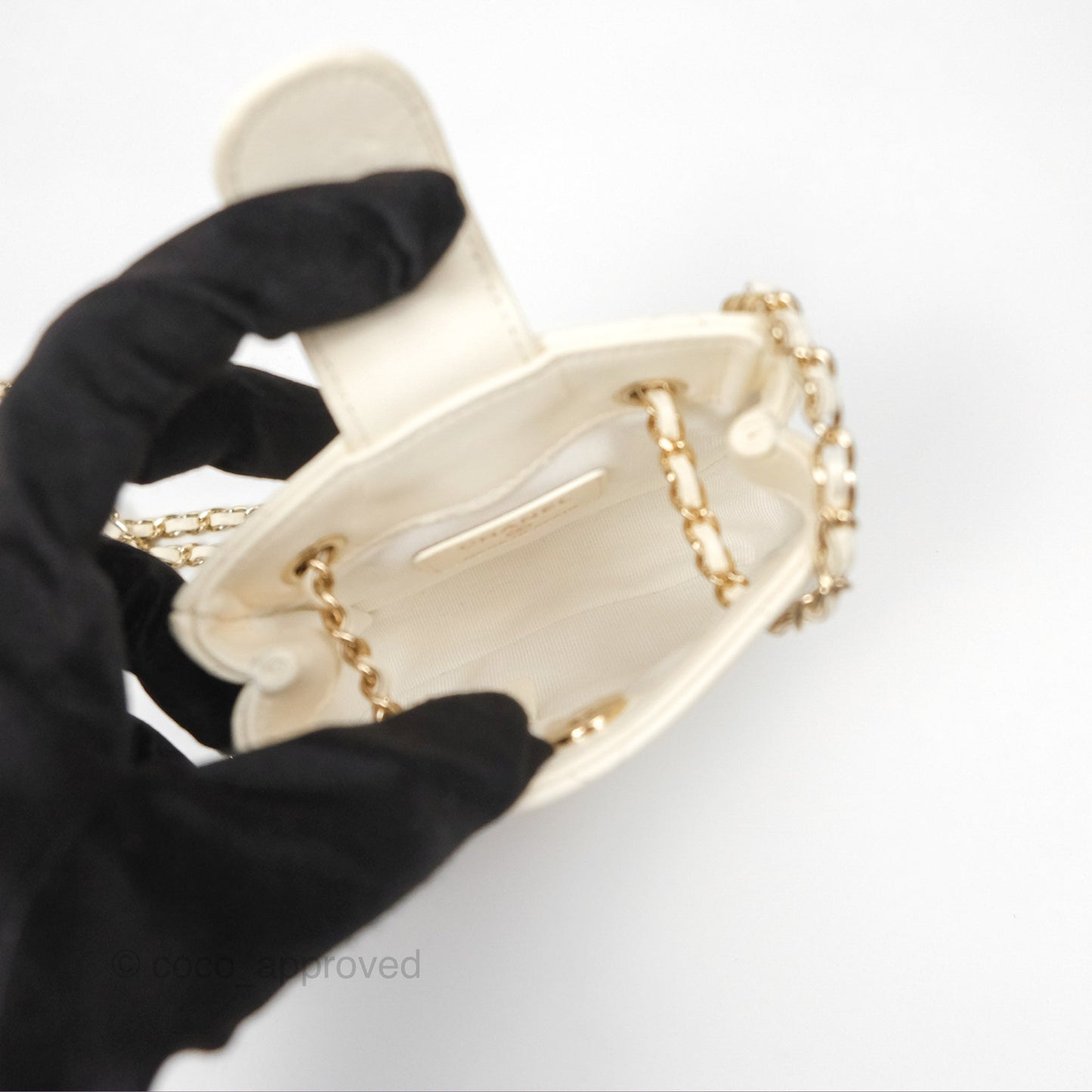 Chanel Mini Square Clutch with Chain Ivory Lambskin Gold Hardware 22C