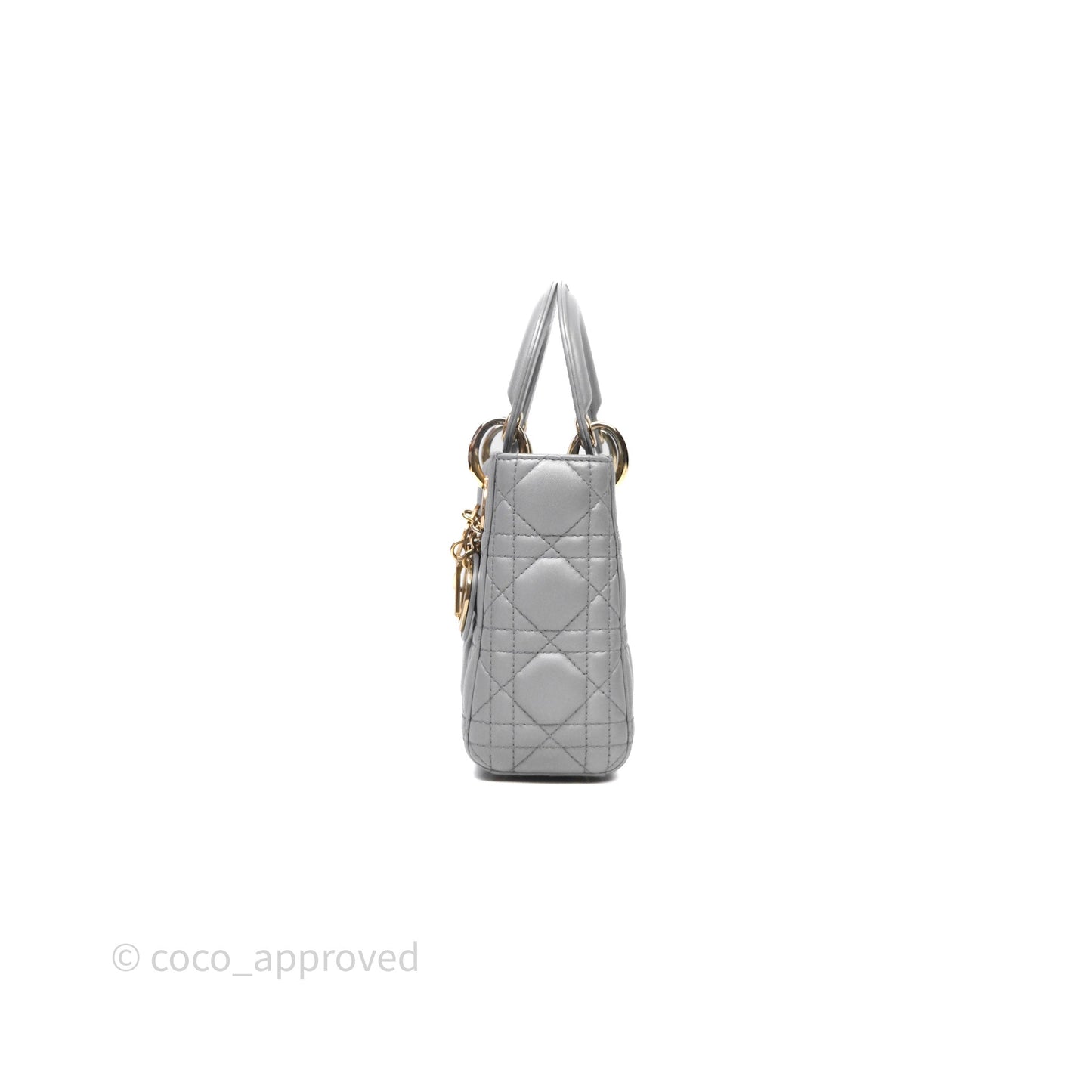 Christian Dior Mini Lady Dior Iridescent Grey Lambskin Cannage Gold Hardware