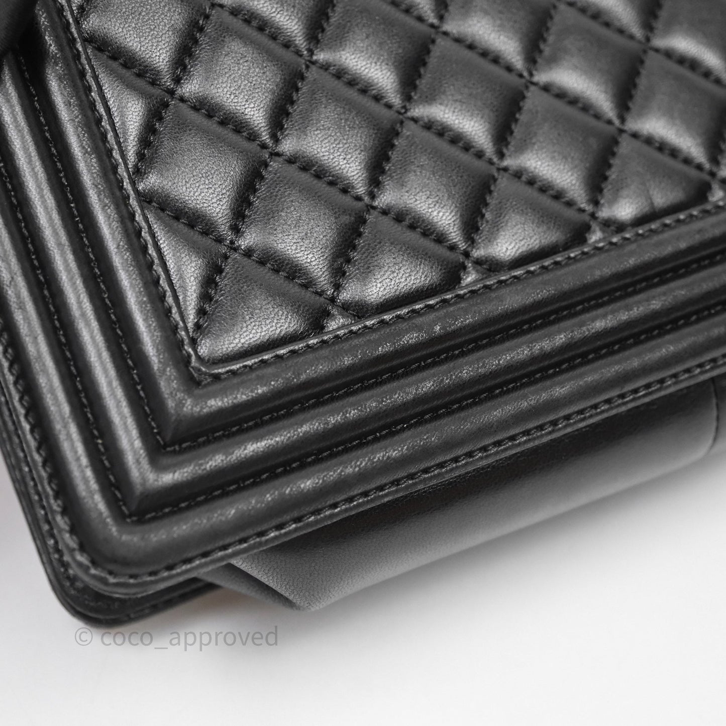 Chanel Medium Boy Quilted Black Lambskin Aged Gold Hardware