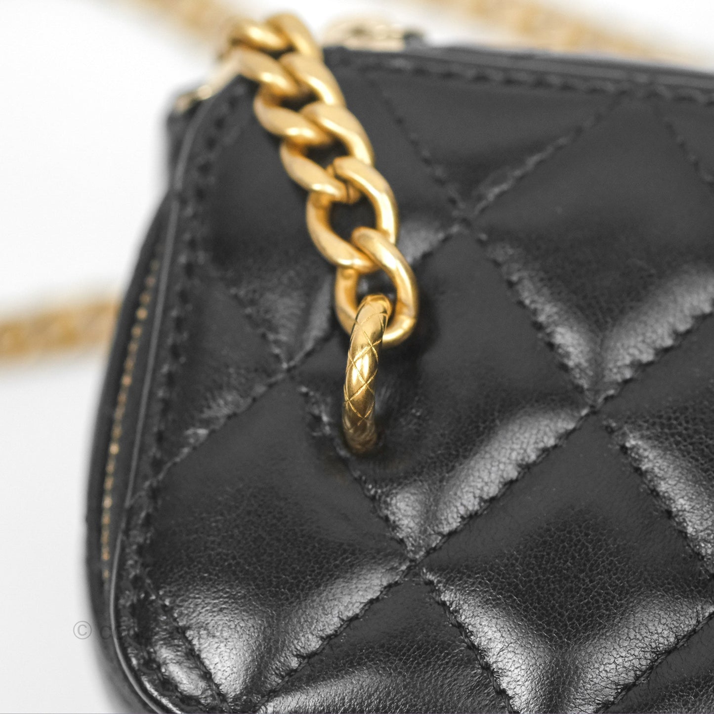 Chanel All Slide Vanity with Adjustable Chain Black Lambskin Aged Gold Hardware