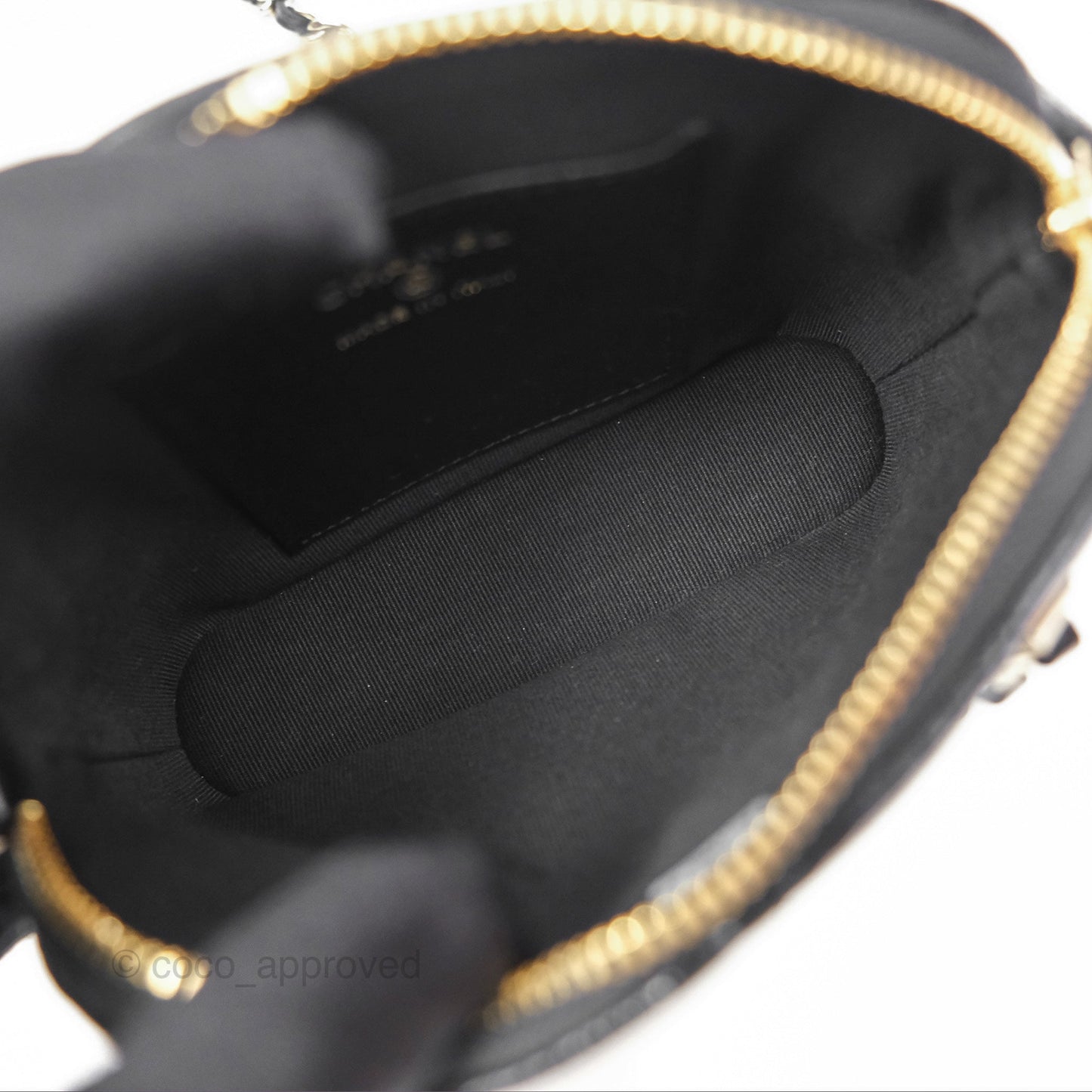 Chanel Mini Handle Clutch with Chain Black Shiny Lambskin Gold Hardware