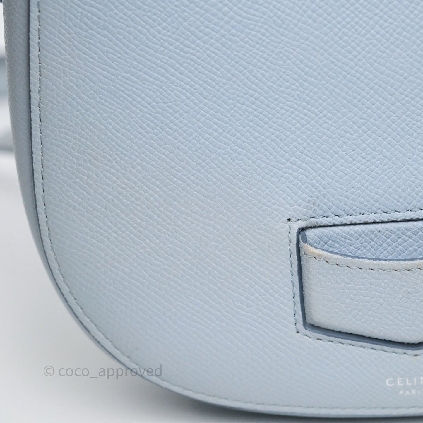 Celine Small Trotteur Crossbody Bag Light Blue Grained Calfskin