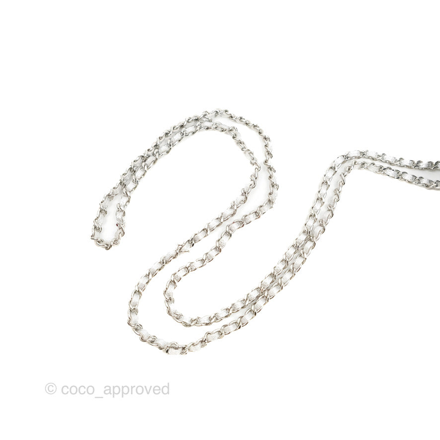 Chanel Mini Drawstring Bucket Bag with Chain Metallic Silver Calfskin Silver Hardware