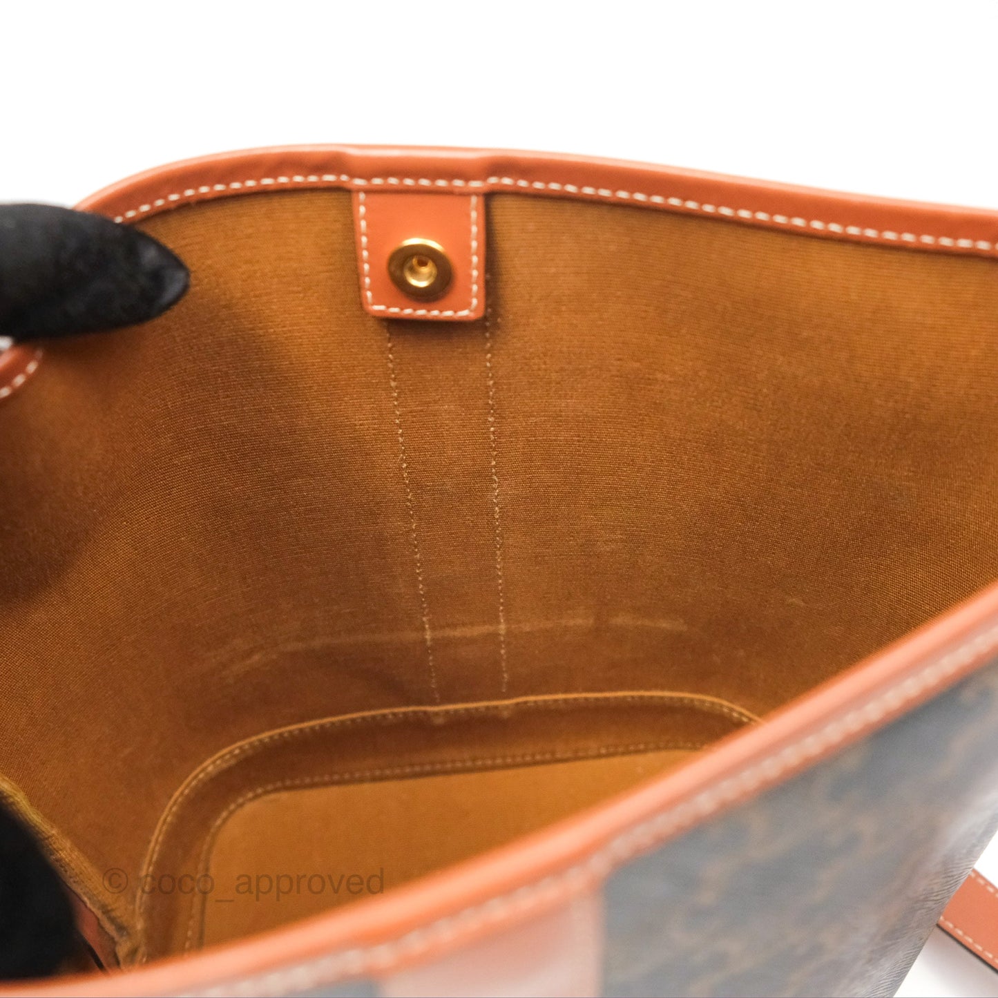 Celine Small Bucket Triomphe Canvas Tan Calfskin