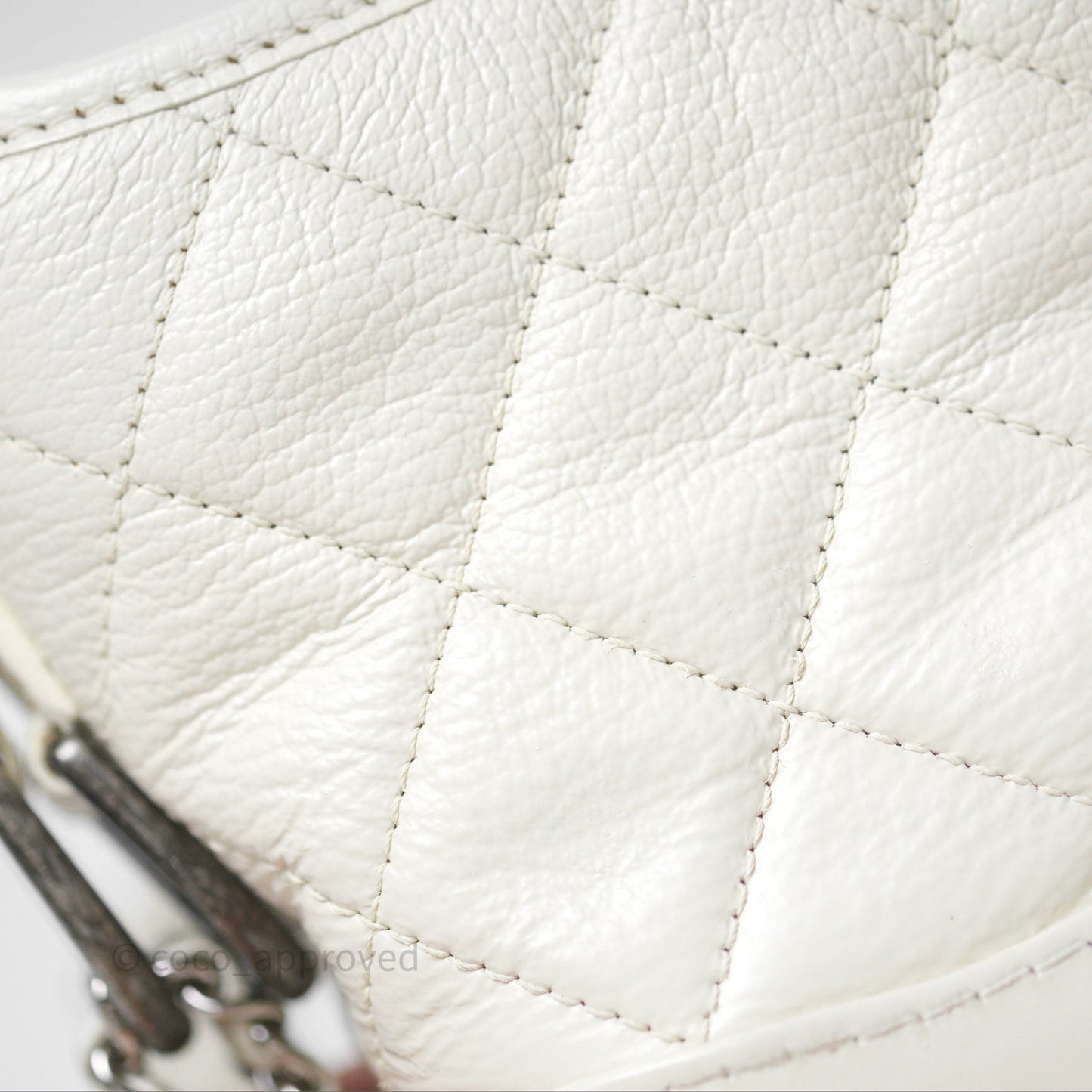 Chanel Small Gabrielle Hobo White Patent Goatskin Mixed Hardware