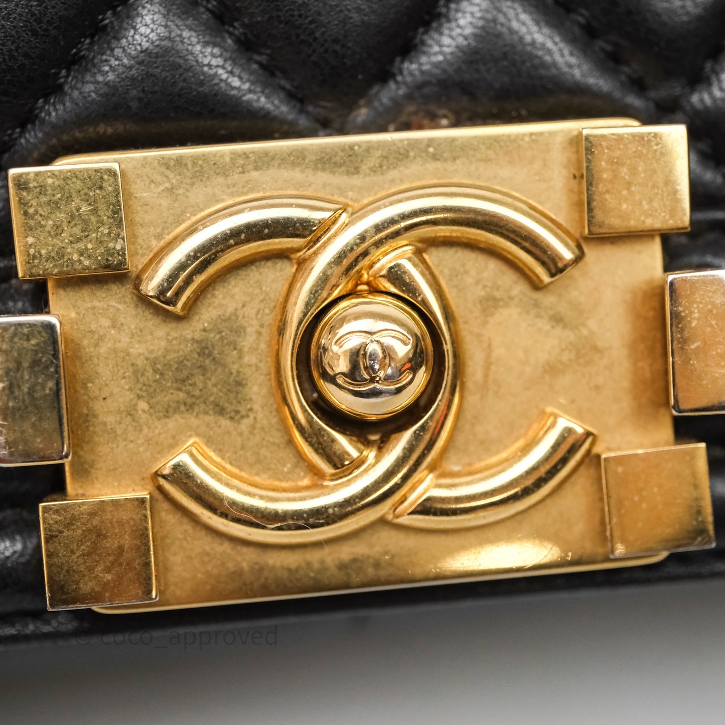 Chanel Medium Boy Quilted Black Lambskin Aged Gold Hardware