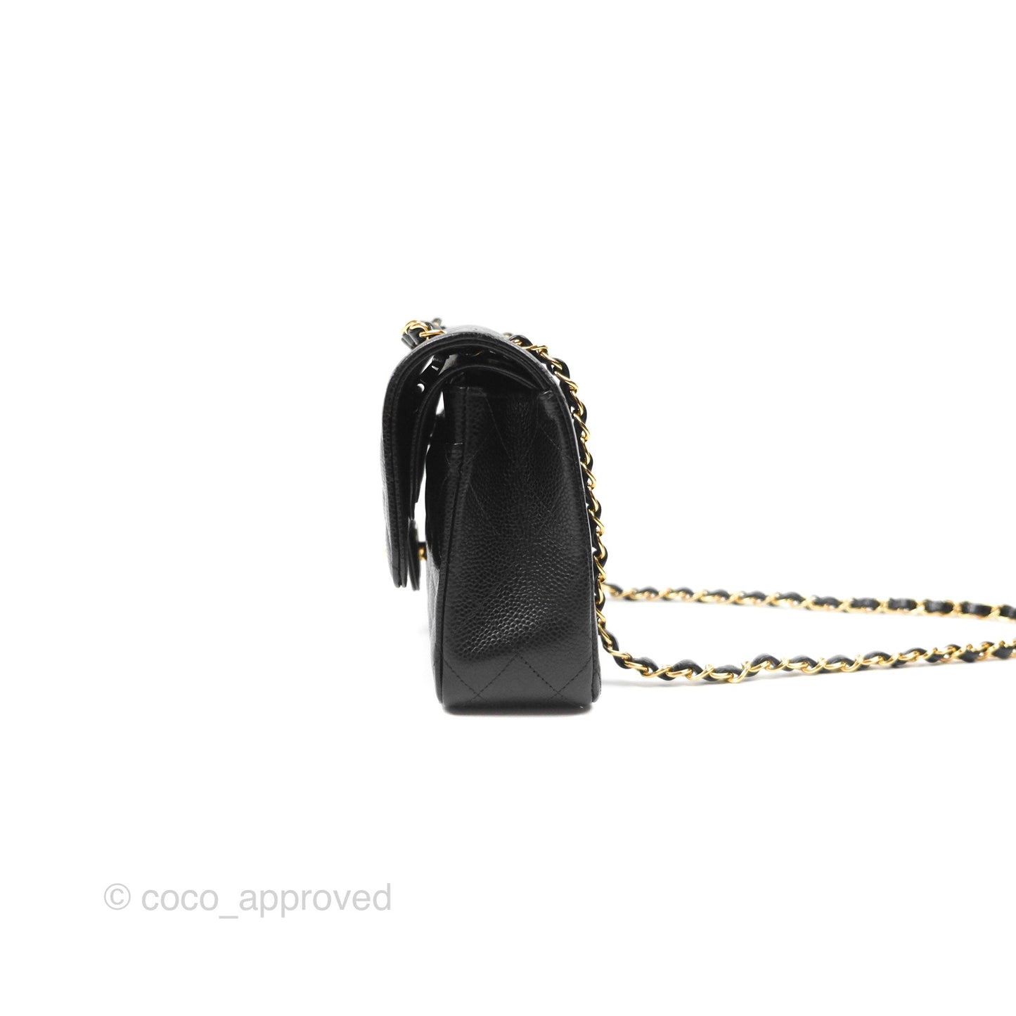 Chanel Classic M/L Medium Flap Quilted Black Caviar Gold Hardware