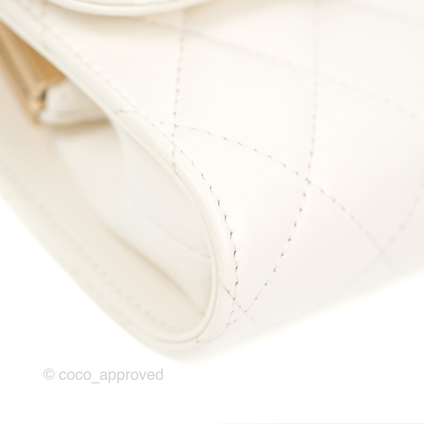 Chanel Coin Purse Clutch With Chain White Lambskin Gold Hardware