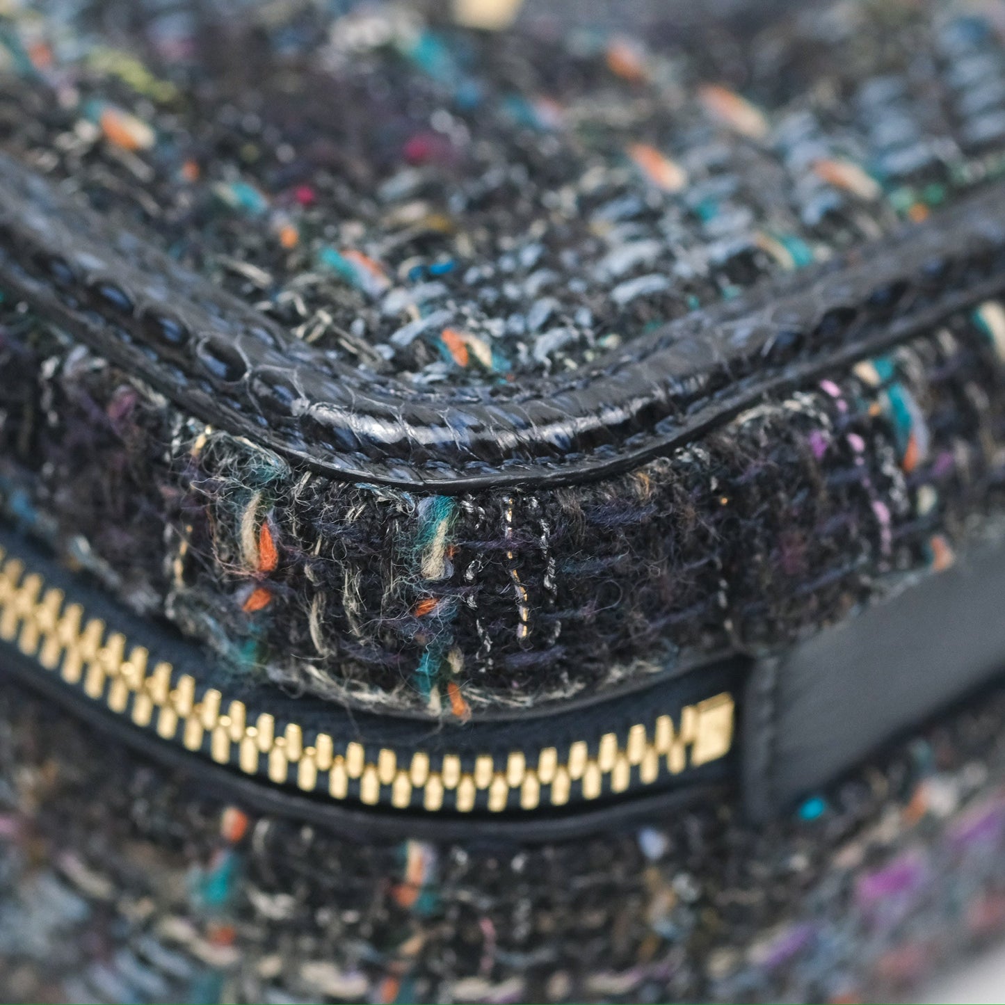 Chanel Quilted Medium CC Filigree Vanity Case Navy Tweed Python