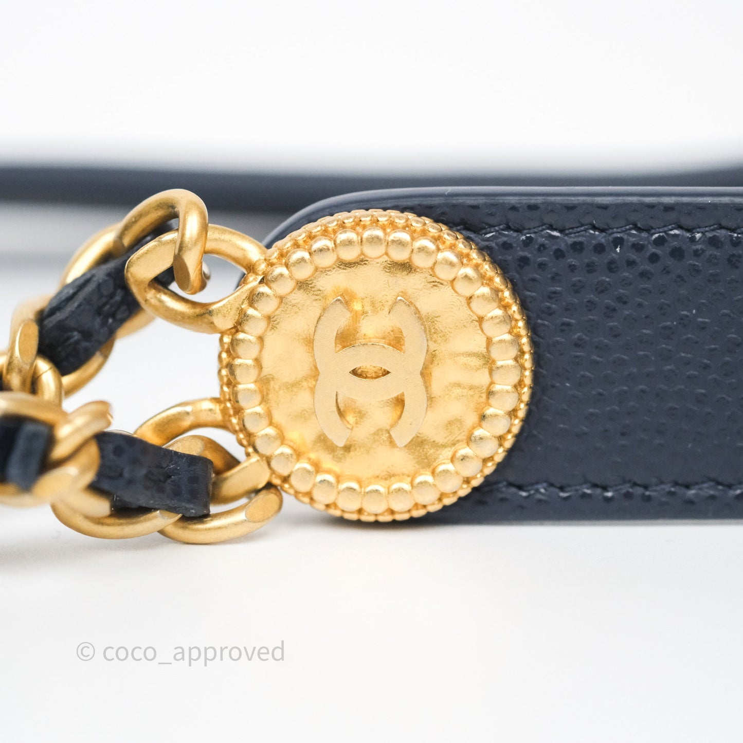 Chanel Twist Your Button Coin Purse With Chain Navy Shiny Caviar