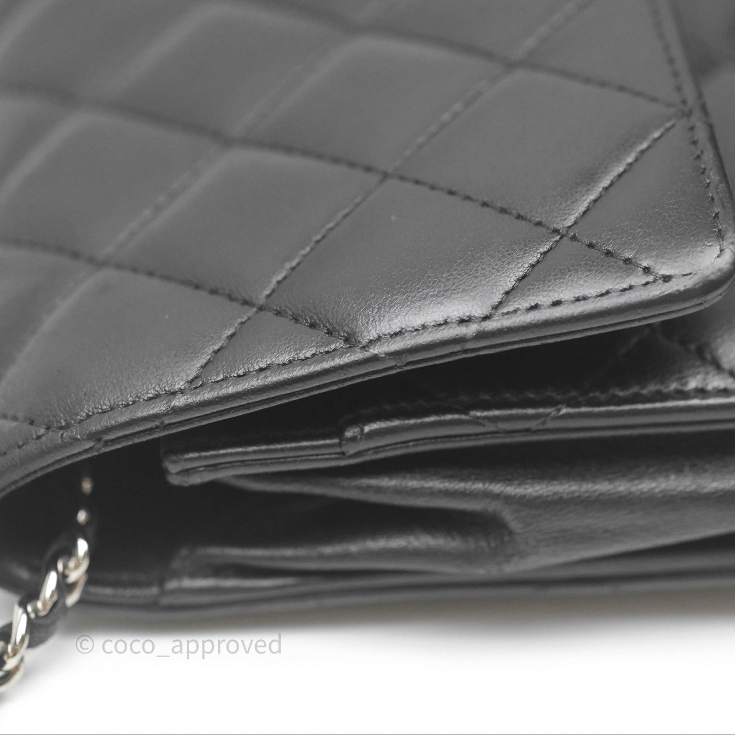 Chanel Quilted WOC Black Lambskin Silver Hardware