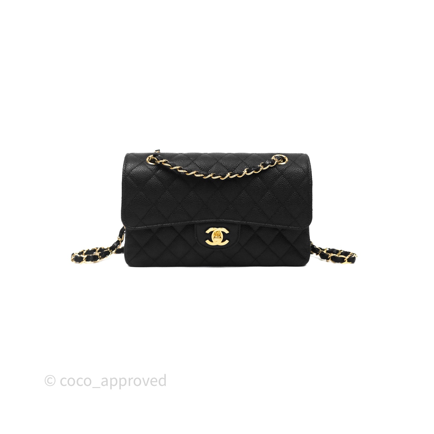 Chanel Small Classic Flap Quilted Black Caviar Gold Hardware