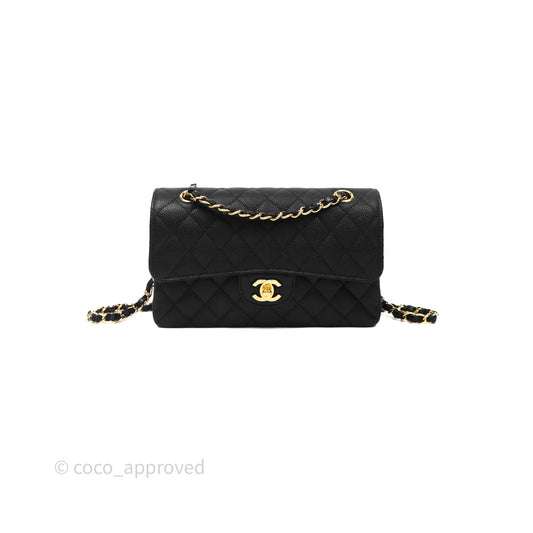 Chanel Small Classic Flap Quilted Black Caviar Gold Hardware