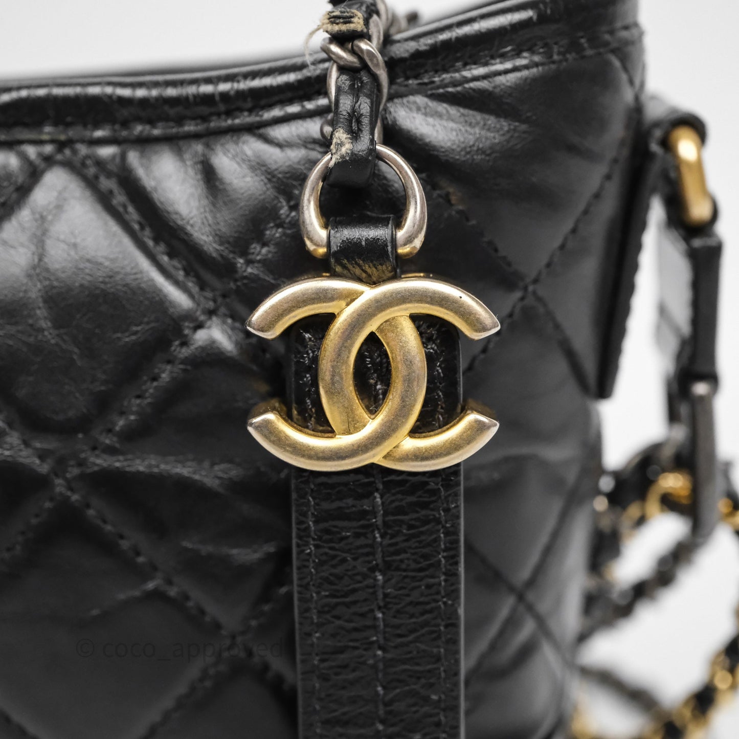 Chanel Small Gabrielle Hobo Quilted Black Aged Calfskin