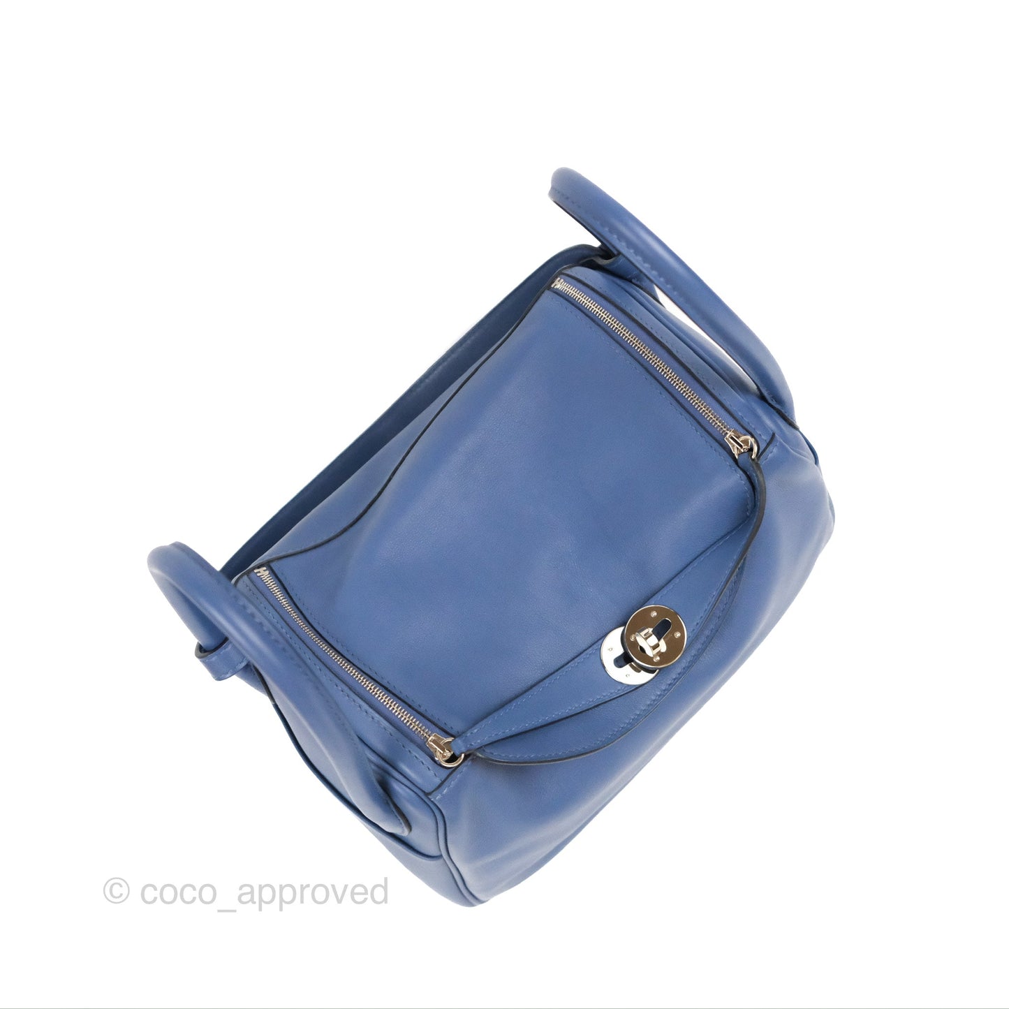 Hermès Lindy 26 Bleu Brighton/ Capucine Swift Palladium Hardware
