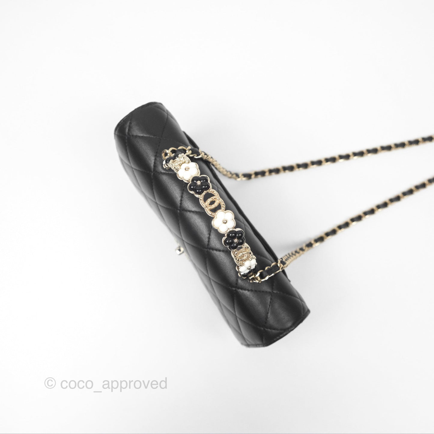 Chanel Camellia Handle WOC with Chain Black Lambskin 23K