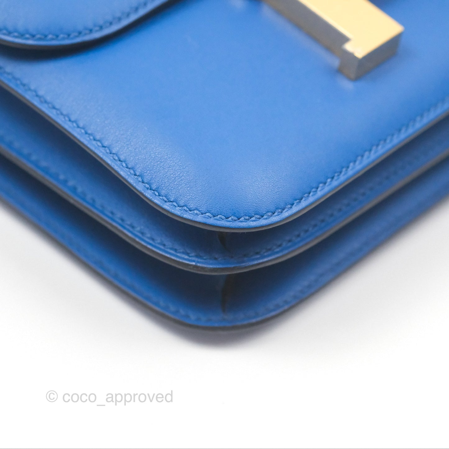 Hermès Constance Mini 18cm Mirror Bleu France 71 Swift Gold Hardware