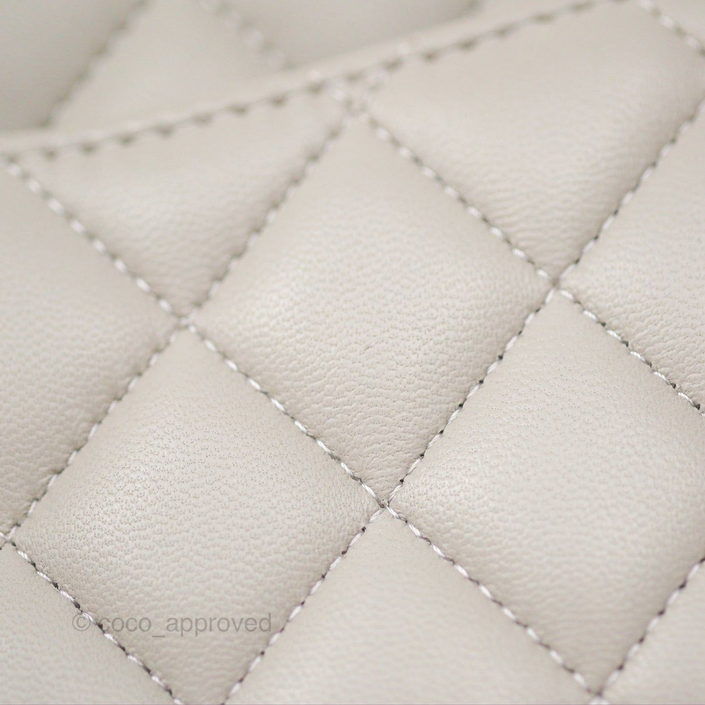 Chanel Classic Flap Clutch Quilted Light Grey Lambskin Silver Hardware