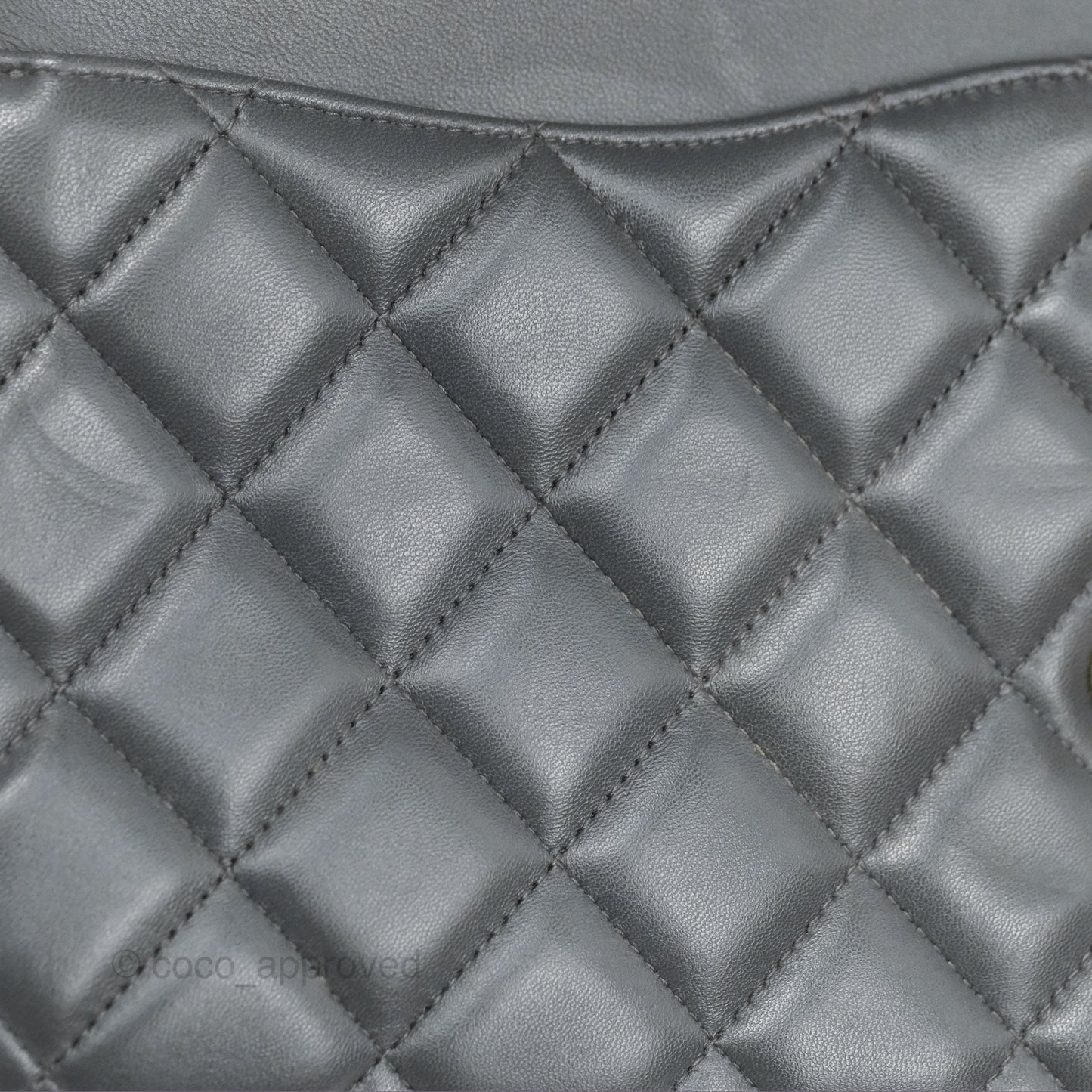 Chanel Jumbo Double Flap Dark Grey Lambskin Brushed Gold Hardware⁣⁣