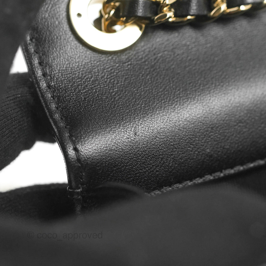 Chanel Small Quilted Trendy CC Clutch With Chain Black Lambskin Gold Hardware