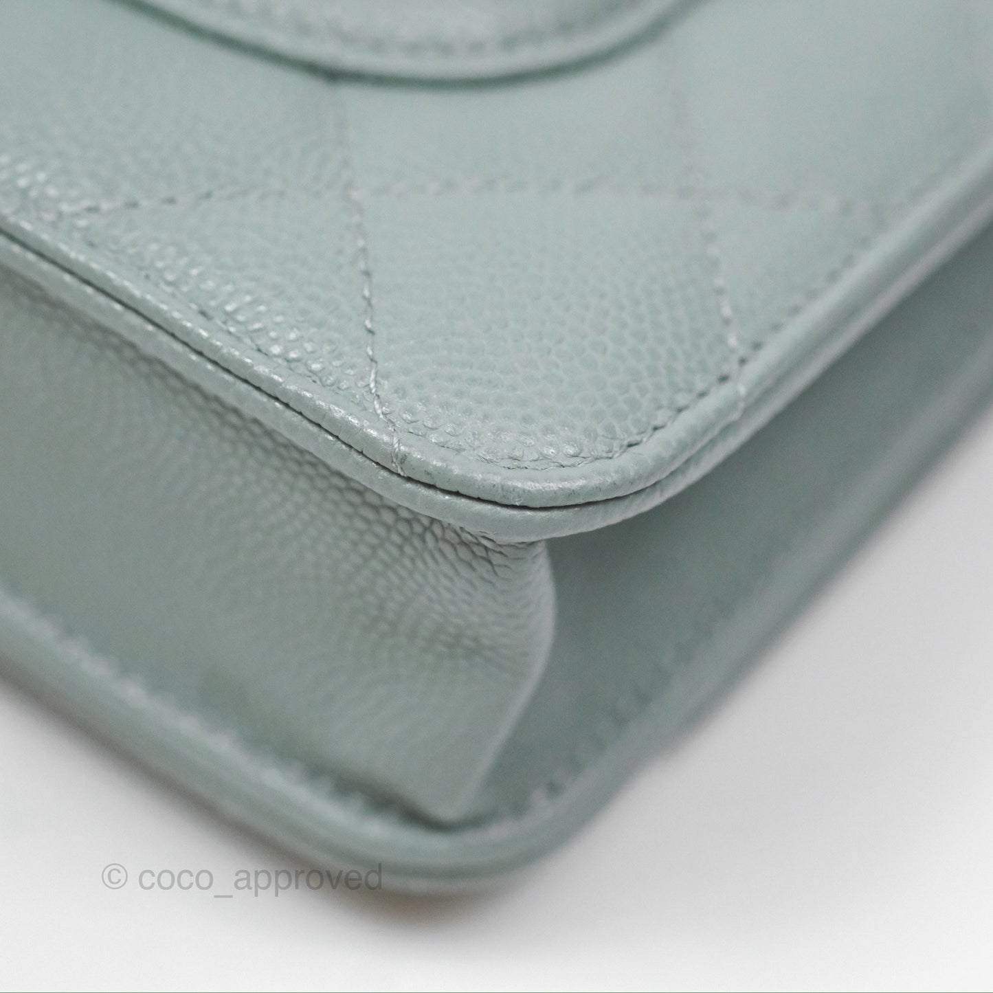 Chanel Quilted Classic Wallet on Chain WOC Green Caviar Silver Hardware