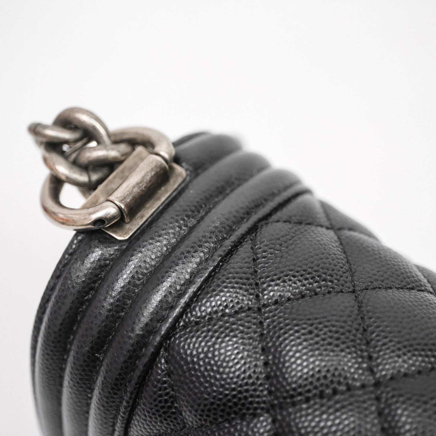 Chanel Quilted Medium Boy Black Caviar Ruthenium Hardware