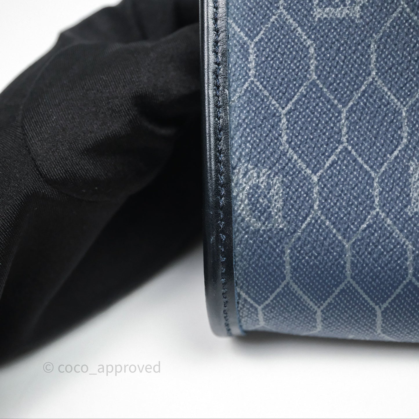 Christian Dior Vintage Honeycomb Flap Bag Navy Gold Hardware