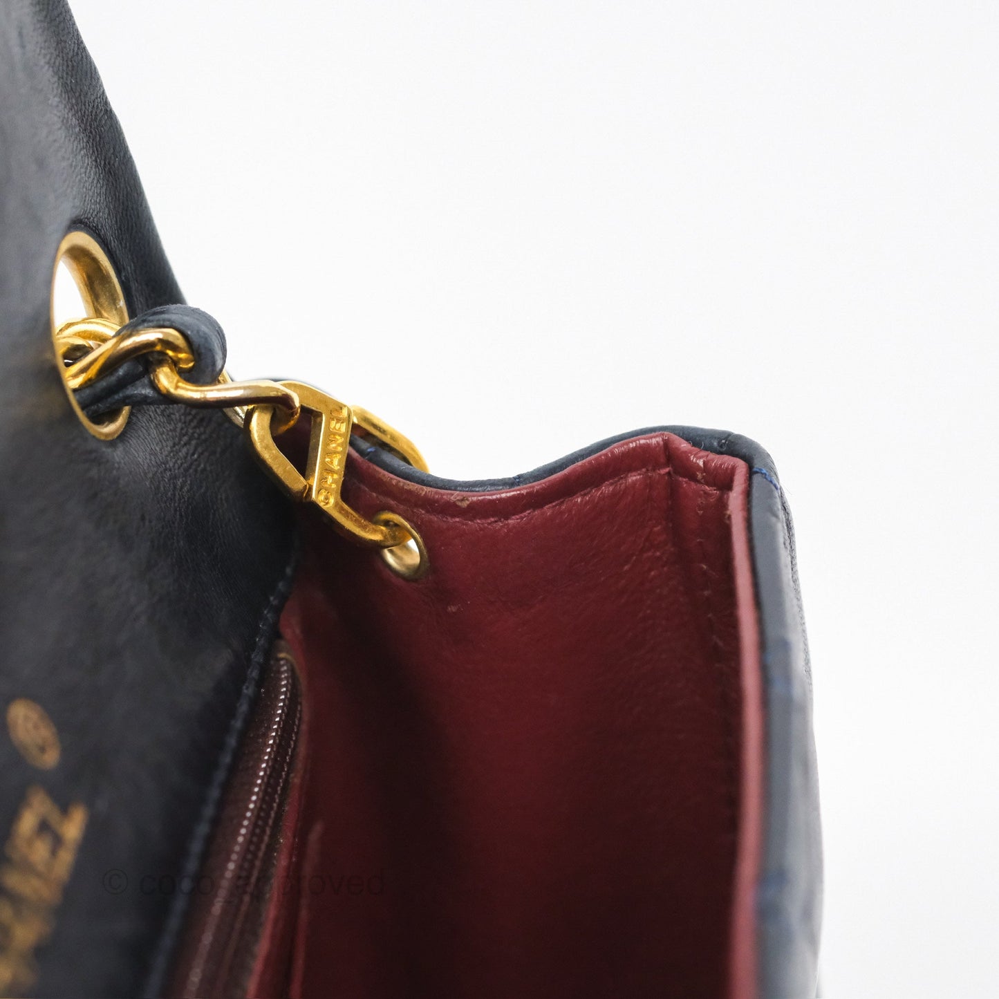 Chanel Vintage Mini Square Navy Lambskin 24K Gold Hardware