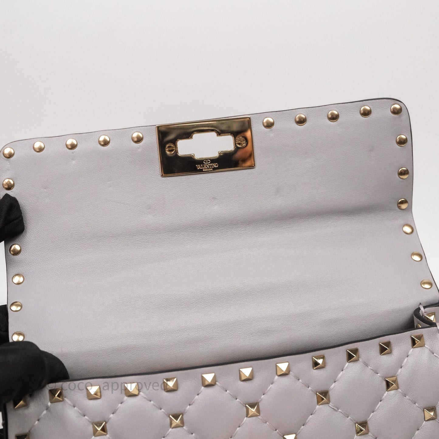 Valentino Small Nappa Rockstud Spike Bag Grey Gold Hardware