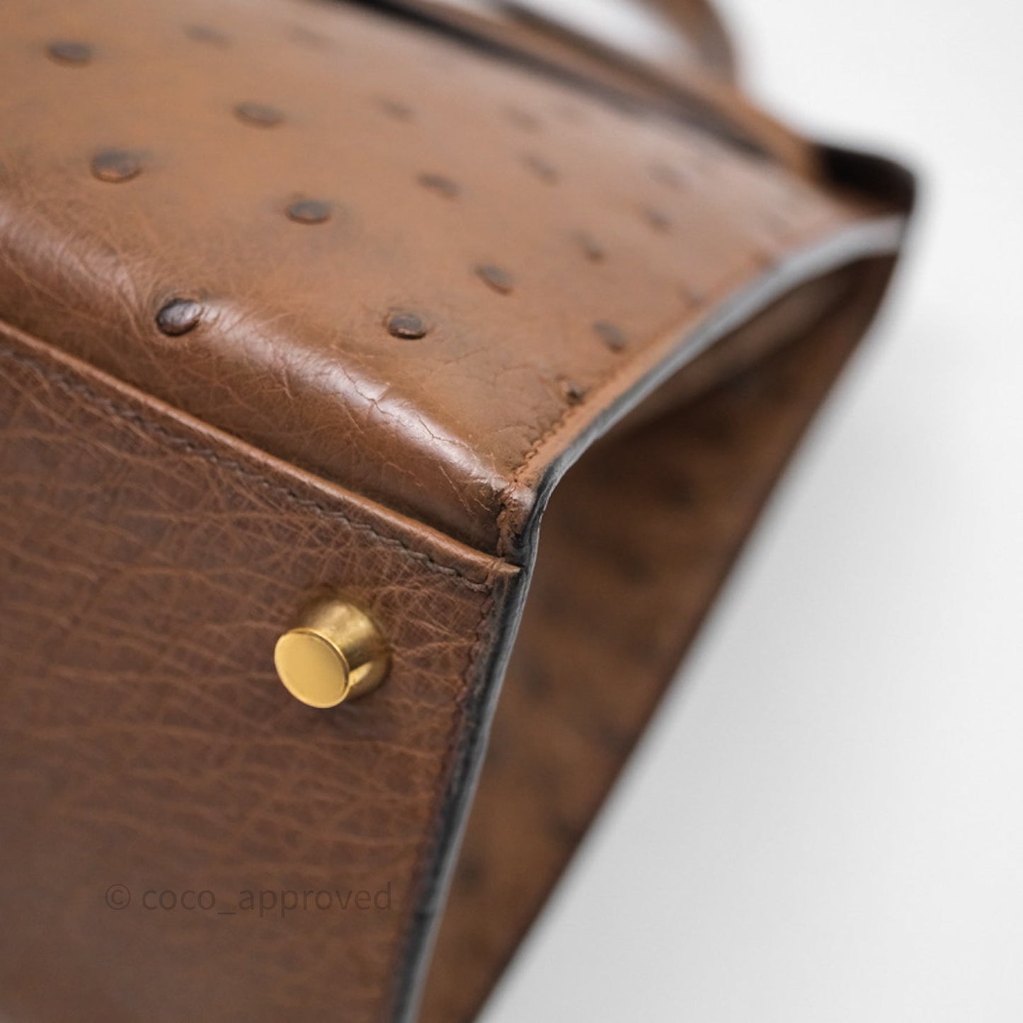 Hermès Kelly 28 Chocolate Ostrish Sellier Gold Hardware